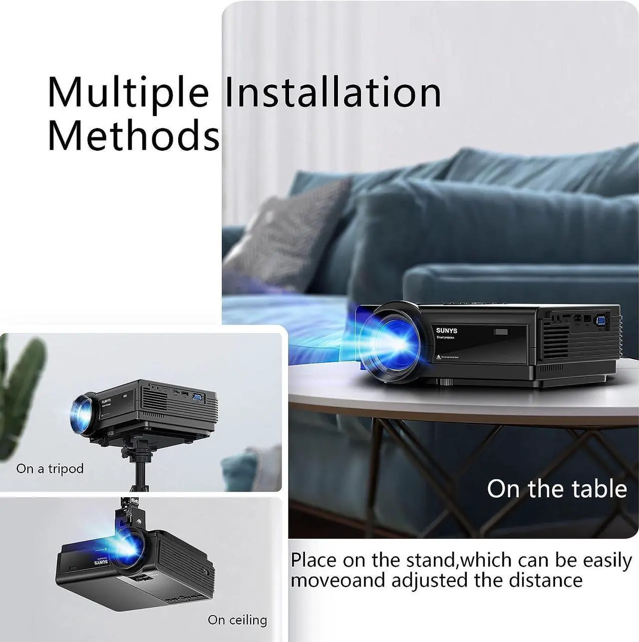 Alt view image 5 of 7 - SUNYS Projector, Mini Projector with WiFi and Bluetooth Native 1080P 12000 Lumens Projectors, Welcome to consult