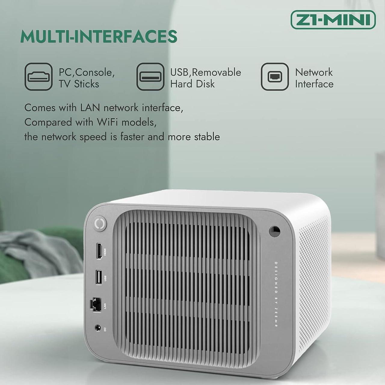 Alt view image 2 of 6 - ZEEMR Projector with 5G Wifi and Bluetooth, Native 1080P, Autofocus/AutoKeystone Correction, Fully Sealed Dust-Proof, Smart Portable Projector For Home Theater, Compatible with Almost TV Sticks(Gray)
