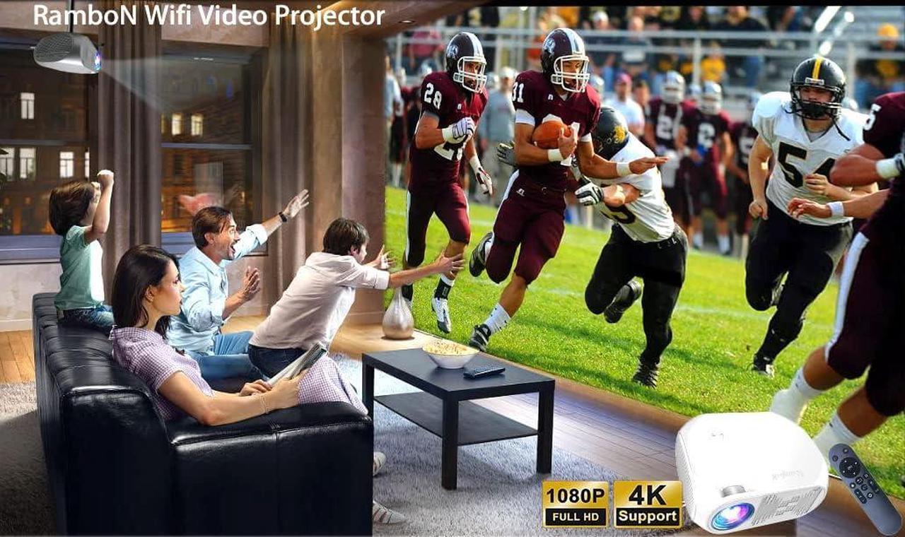 Alt view image 6 of 7 - RamboN Native 1080P Full HD 4K Supported Movie 5G WiFi Projector, , 9500L Smart Projector,Support 4D Keystone Correction, Zoom, PPT, Welcome to consult