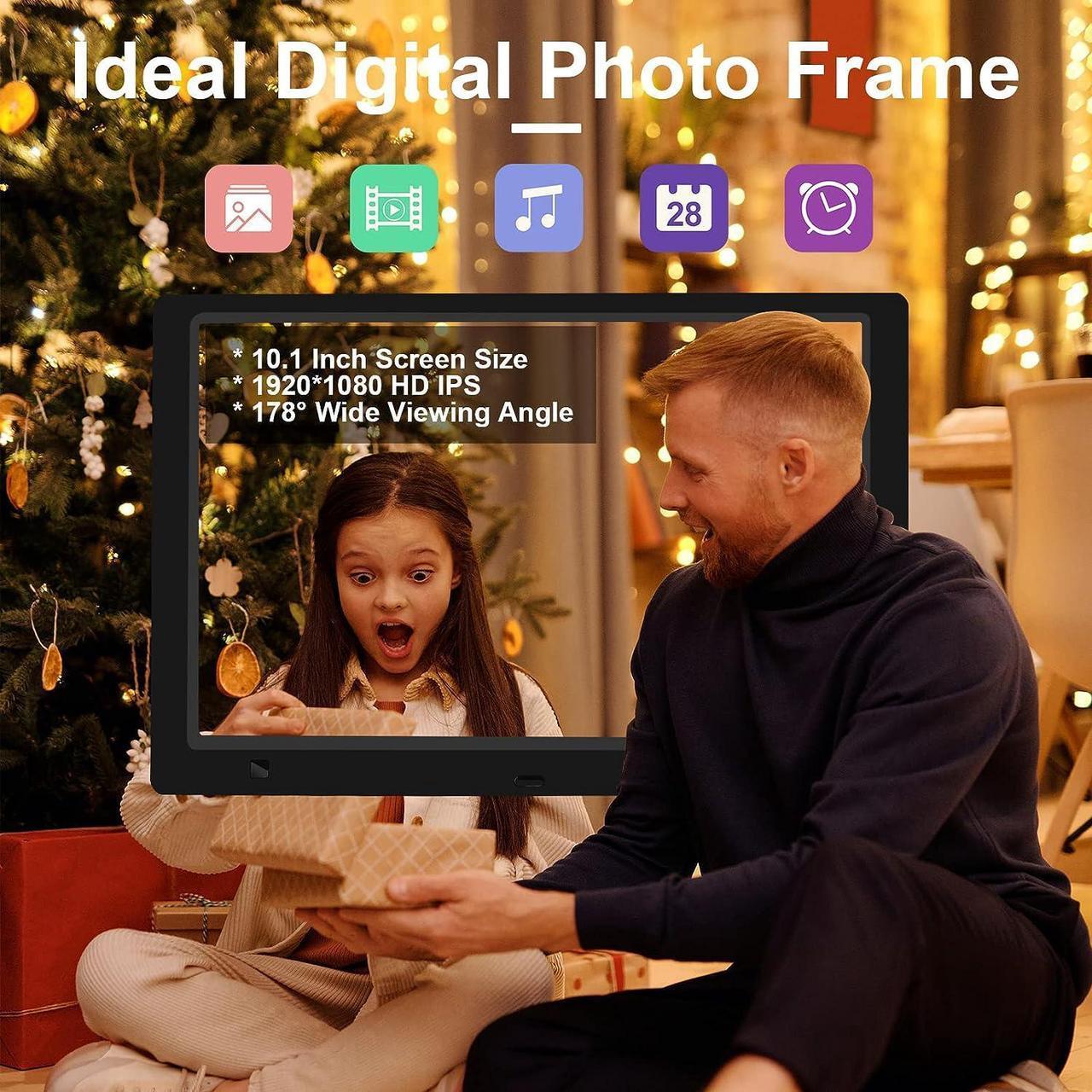 Alt view image 2 of 7 - 10.1 Inch Digital Picture Frame with 32GB USB Flash Drive, KECAG 1920x1080 HD IPS Screen Digital Photo Frame, Motion Sensor, Video, Music, Share Moments via SD Card or USB, with Remote Control, Black