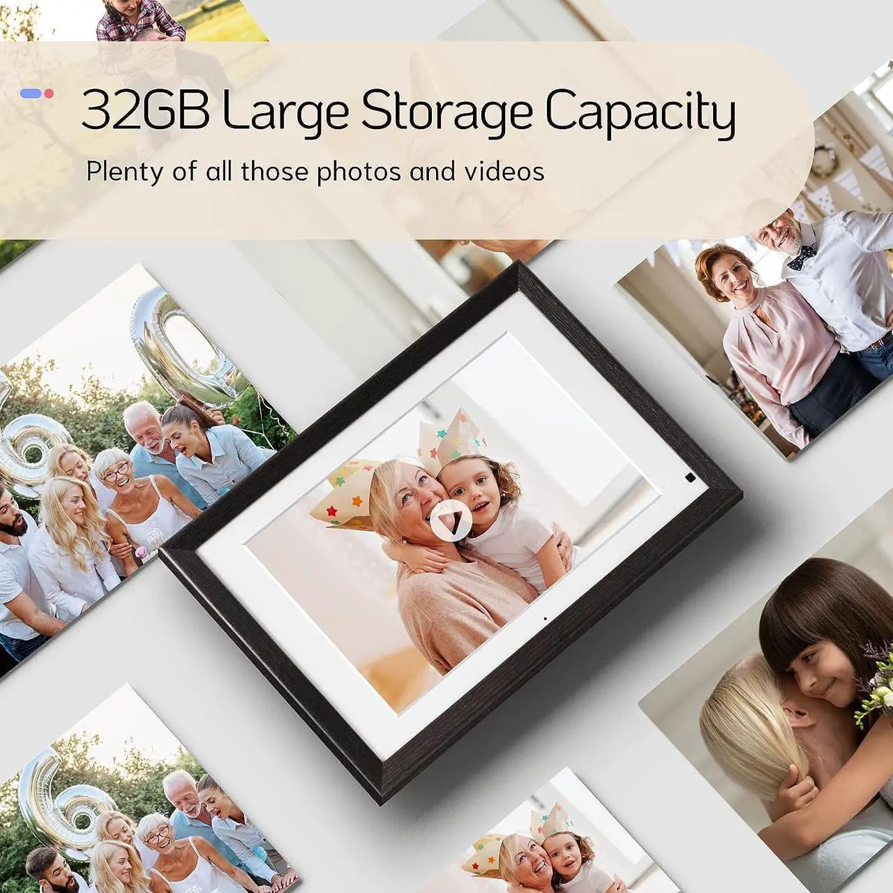 Alt view image 2 of 7 - NexFoto Digital Picture Frame Large 13.3 Inch 32GB with Remote Control, WiFi Digital Photo Wood Frame with IPS Touch Screen, Instantly Share Photos Videos via App,Gift for Grandparents
