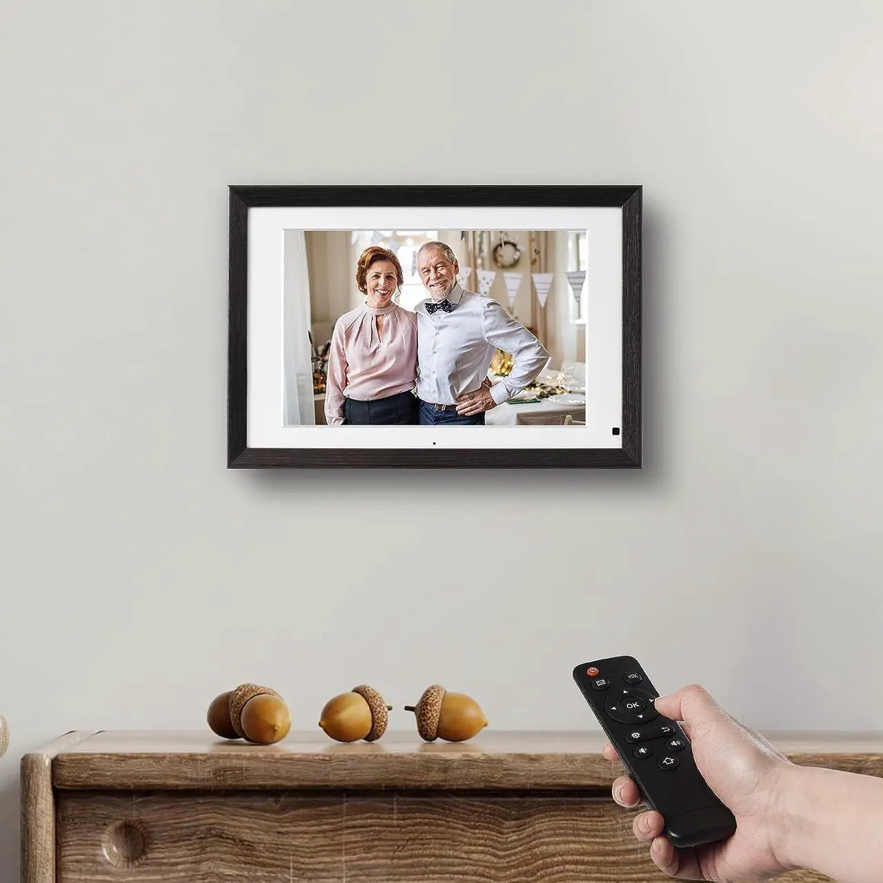 Alt view image 7 of 7 - NexFoto Digital Picture Frame Large 13.3 Inch 32GB with Remote Control, WiFi Digital Photo Wood Frame with IPS Touch Screen, Instantly Share Photos Videos via App,Gift for Grandparents