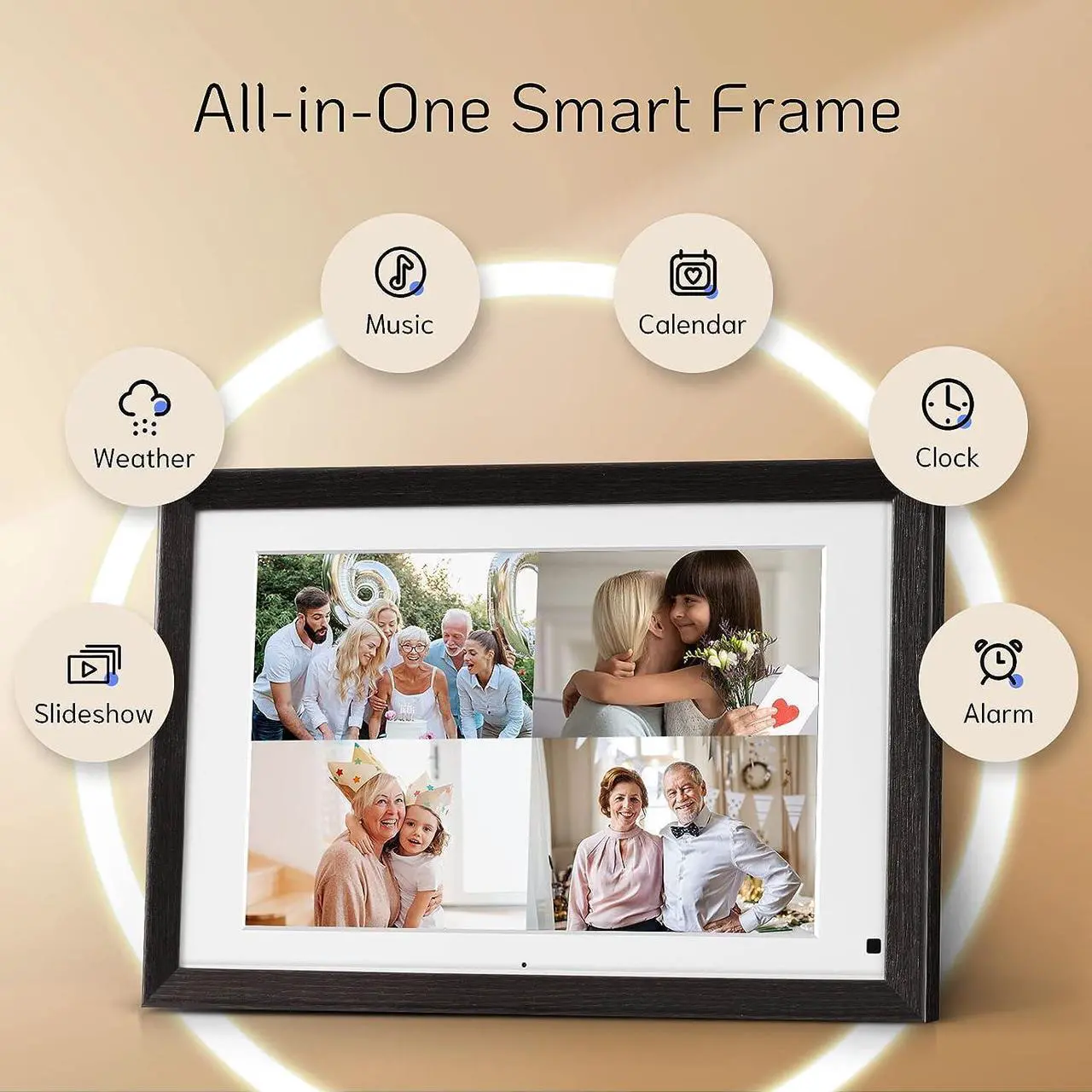Alt view image 3 of 7 - NexFoto Digital Picture Frame Large 13.3 Inch 32GB with Remote Control, WiFi Digital Photo Wood Frame with IPS Touch Screen, Instantly Share Photos Videos via App,Gift for Grandparents