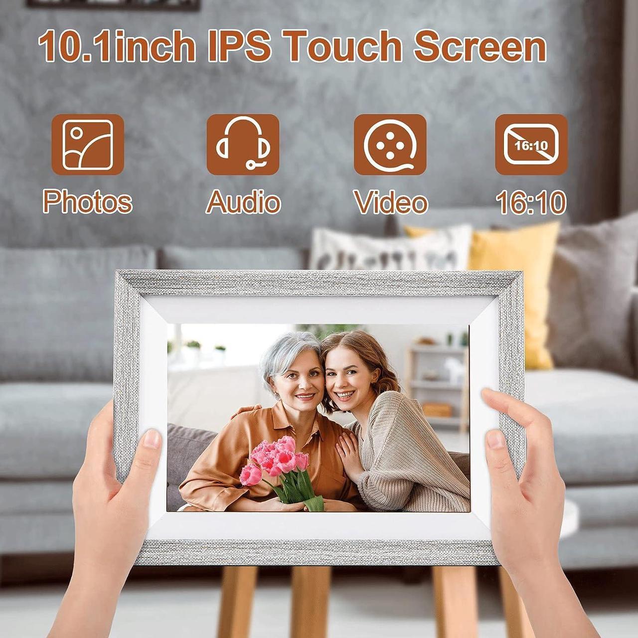 Alt view image 4 of 7 - Ciowain Digital Picture Frame,WiFi Digital Photo Frame,IPS LCD Touch Screen,16GB Storage, Auto-Rotate,Share Photos and Videos from Anywhere Instantly via FREMEO APP (10.1 Inch High-Grade Grey)