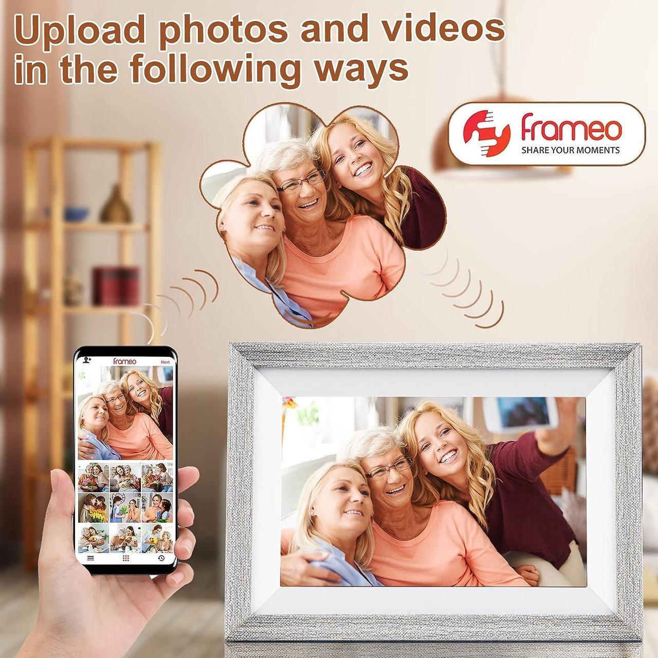 Alt view image 3 of 7 - Ciowain Digital Picture Frame,WiFi Digital Photo Frame,IPS LCD Touch Screen,16GB Storage, Auto-Rotate,Share Photos and Videos from Anywhere Instantly via FREMEO APP (10.1 Inch High-Grade Grey)