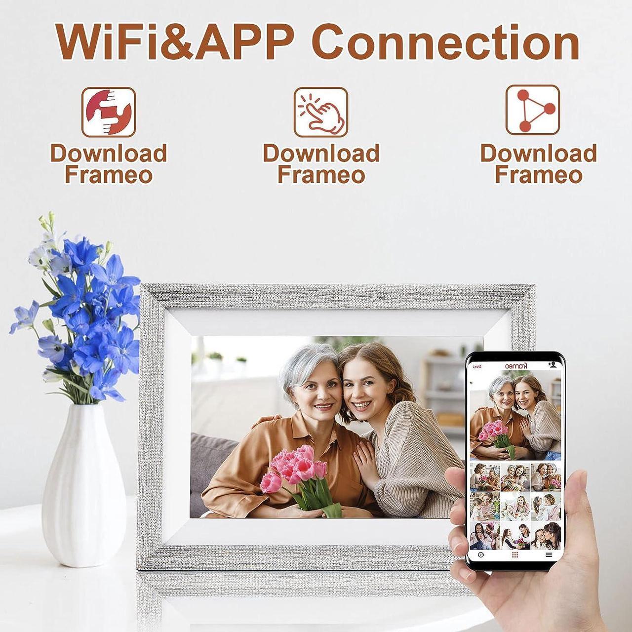 Alt view image 2 of 7 - Ciowain Digital Picture Frame,WiFi Digital Photo Frame,IPS LCD Touch Screen,16GB Storage, Auto-Rotate,Share Photos and Videos from Anywhere Instantly via FREMEO APP (10.1 Inch High-Grade Grey)