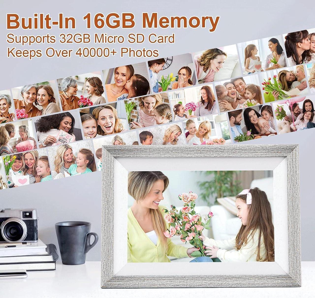 Alt view image 5 of 7 - Ciowain Digital Picture Frame,WiFi Digital Photo Frame,IPS LCD Touch Screen,16GB Storage, Auto-Rotate,Share Photos and Videos from Anywhere Instantly via FREMEO APP (10.1 Inch High-Grade Grey)