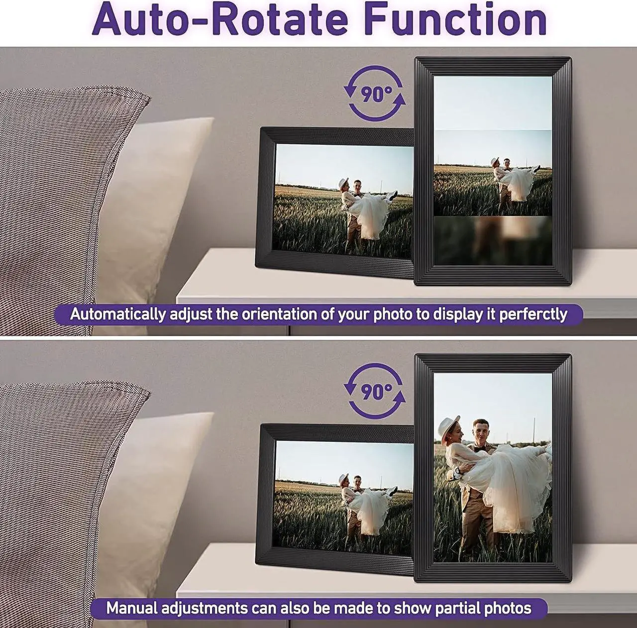 Alt view image 2 of 7 - FRAMEO 10.1 inch WiFi Digital Photo Frame 1280x800 HD IPS Touch Screen, Digital Picture Frame with 32GB Internal Memory, Auto-Rotate, via Frameo App from Anywhere, Black, Welcome to consult