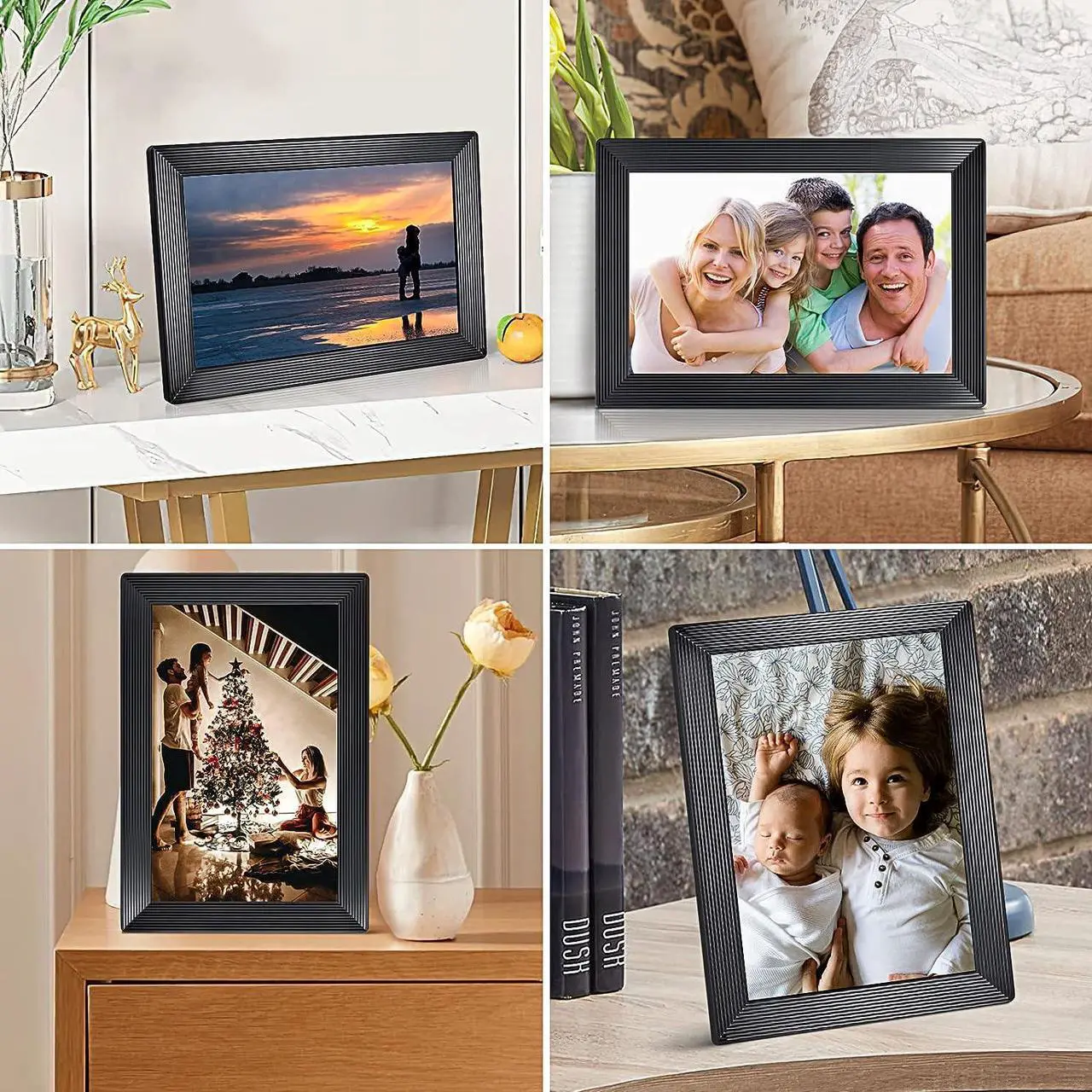 Alt view image 6 of 7 - FRAMEO 10.1 inch WiFi Digital Photo Frame 1280x800 HD IPS Touch Screen, Digital Picture Frame with 32GB Internal Memory, Auto-Rotate, via Frameo App from Anywhere, Black, Welcome to consult