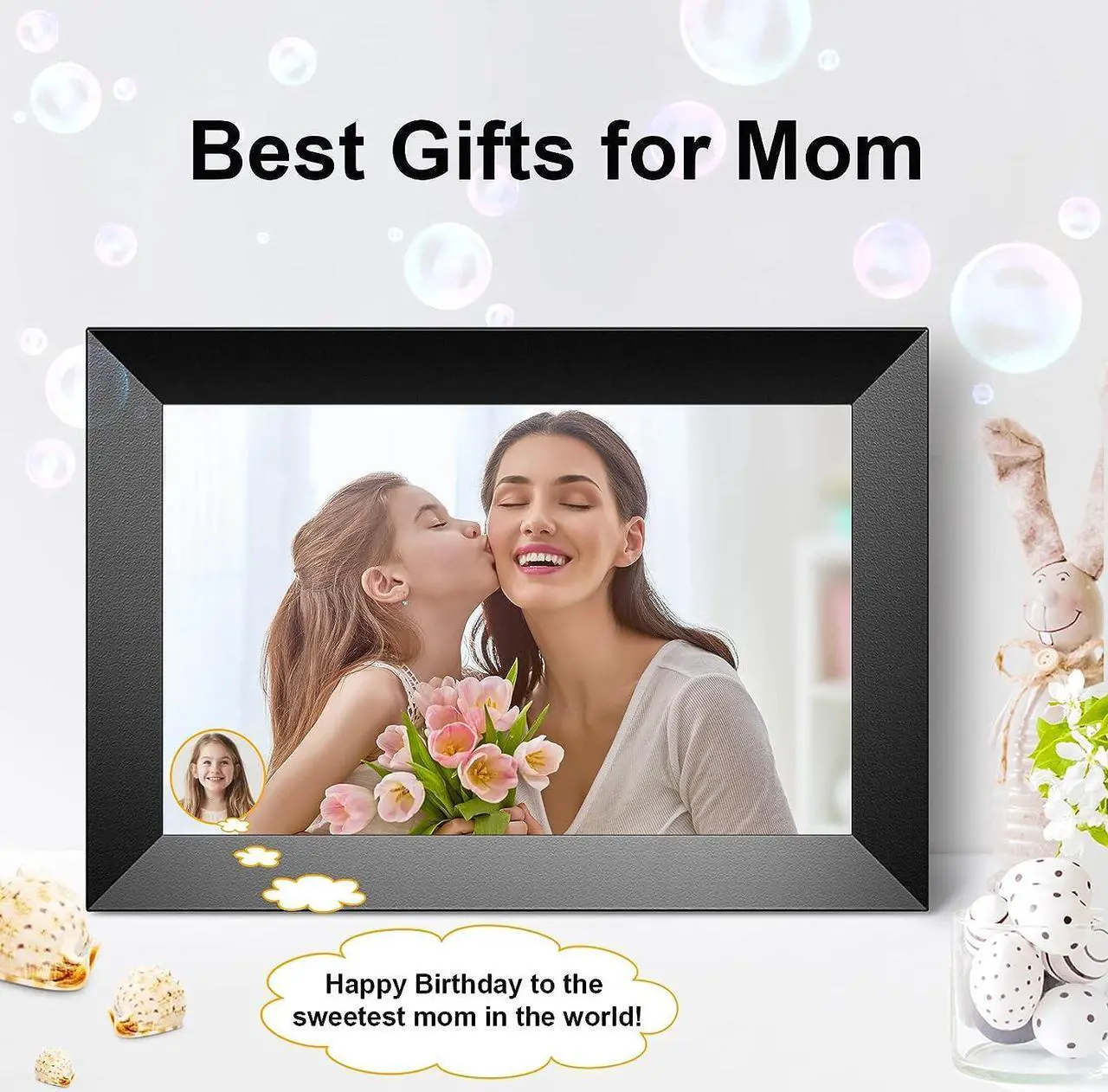 Alt view image 6 of 7 - BOFIDAR Digital Photo Frame, WiFi Digital Picture Frames with 10.1 Inch Touch Screen, Instantly Share Photos Anywhere via Frameo APP, 16GB Smart Picture Frame for Grandma,Wall Mountable,Black