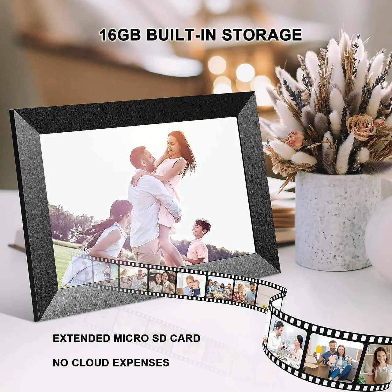 Alt view image 5 of 7 - BOFIDAR Digital Photo Frame, WiFi Digital Picture Frames with 10.1 Inch Touch Screen, Instantly Share Photos Anywhere via Frameo APP, 16GB Smart Picture Frame for Grandma,Wall Mountable,Black