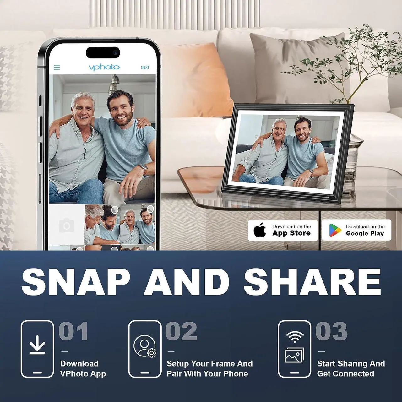 Alt view image 2 of 7 - Arktronic 10.1 Inch Digital Picture Frame 32GB, WiFi Digital Photo Frame with HD IPS Touch Screen, Smart Electronic Picture Frame, Instantly Share Photos/Videos via App & Email,Gift for Grandparents