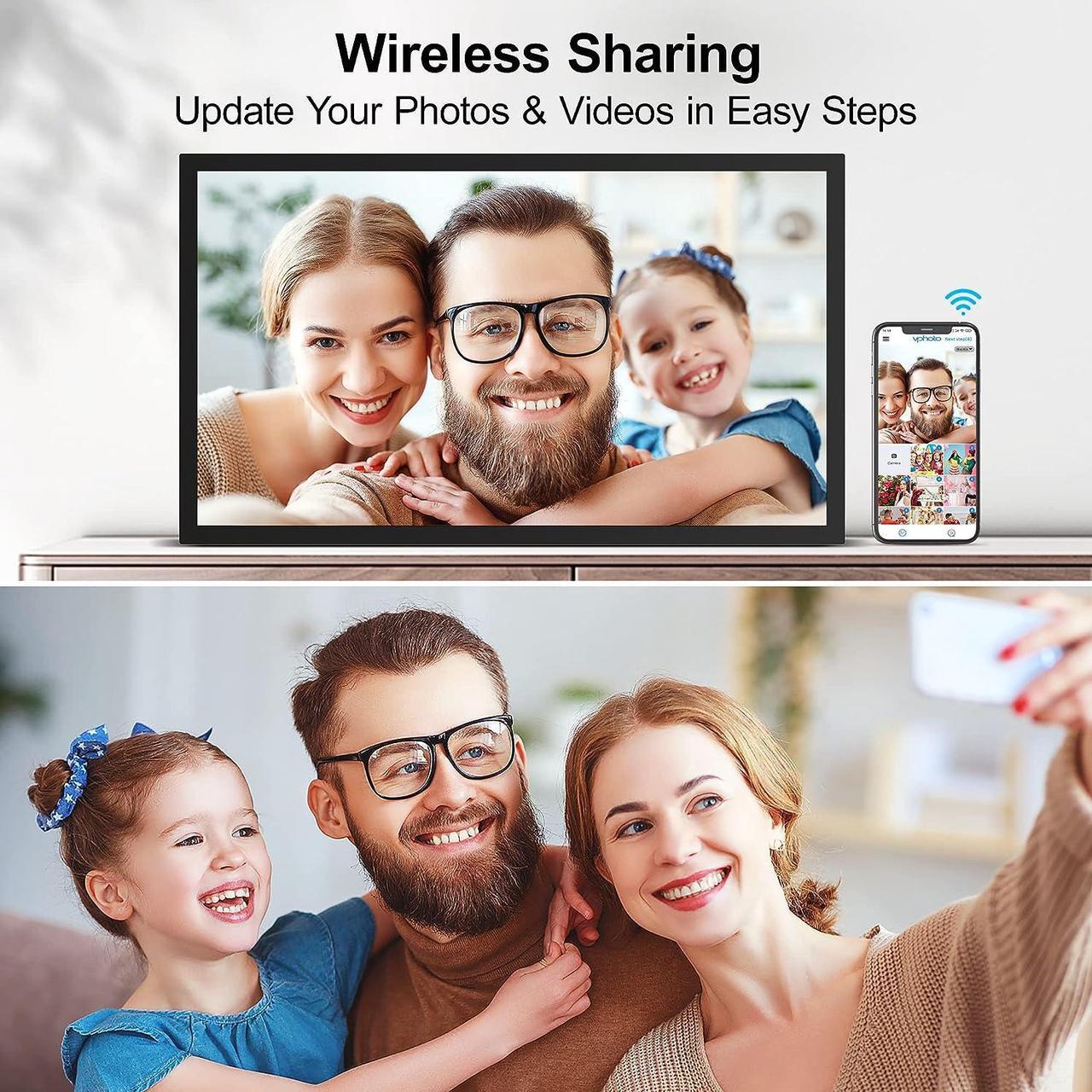 Alt view image 2 of 6 - FULLJA21.5inchWiFiSmartDigitalPictureFrame - Digital Picture Frame with WiFi, HD 1080P, Auto Rotate, Light Sensor, Share Photos&Videos via App, Email, Gift for Grandparents and Friends