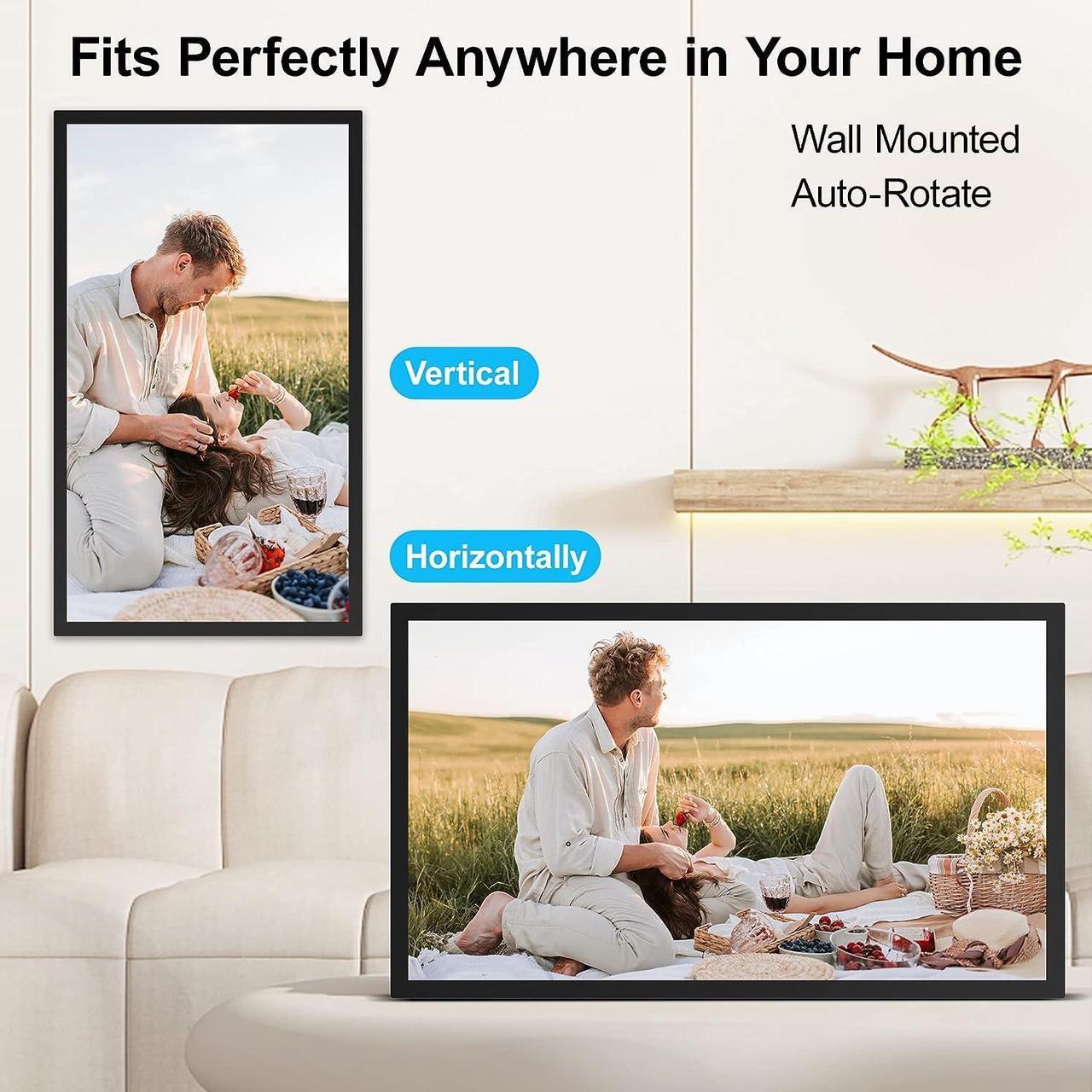 Alt view image 4 of 6 - FULLJA21.5inchWiFiSmartDigitalPictureFrame - Digital Picture Frame with WiFi, HD 1080P, Auto Rotate, Light Sensor, Share Photos&Videos via App, Email, Gift for Grandparents and Friends