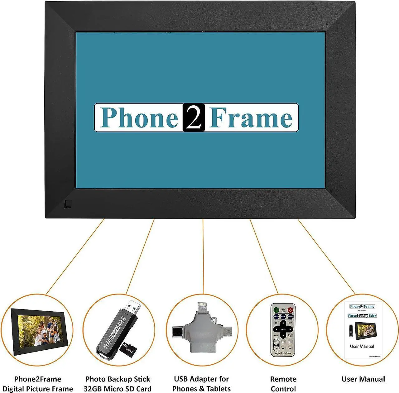 Alt view image 3 of 7 - Phone2Frame 10 Inch Digital Picture Frame with Photo Backup Stick Micro SD (32GB) to Get from Phone or Computer to Frame Without WiFi, Email, or Accounts (Black), Welcome to consult