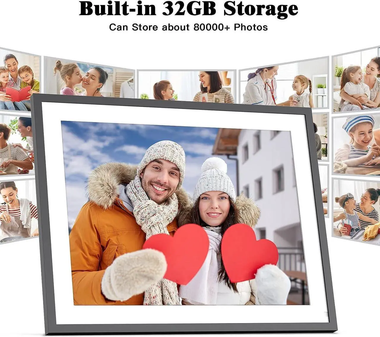 Alt view image 4 of 6 - Large Digital Picture Frame 17-inch Digital Photo Frame - Wall Mounted WiFi Smart Frames, Remote Control, Auto-Rotate, Motion Sensor, Share Photos and Videos via Email or App, Unlimited Cloud Storage
