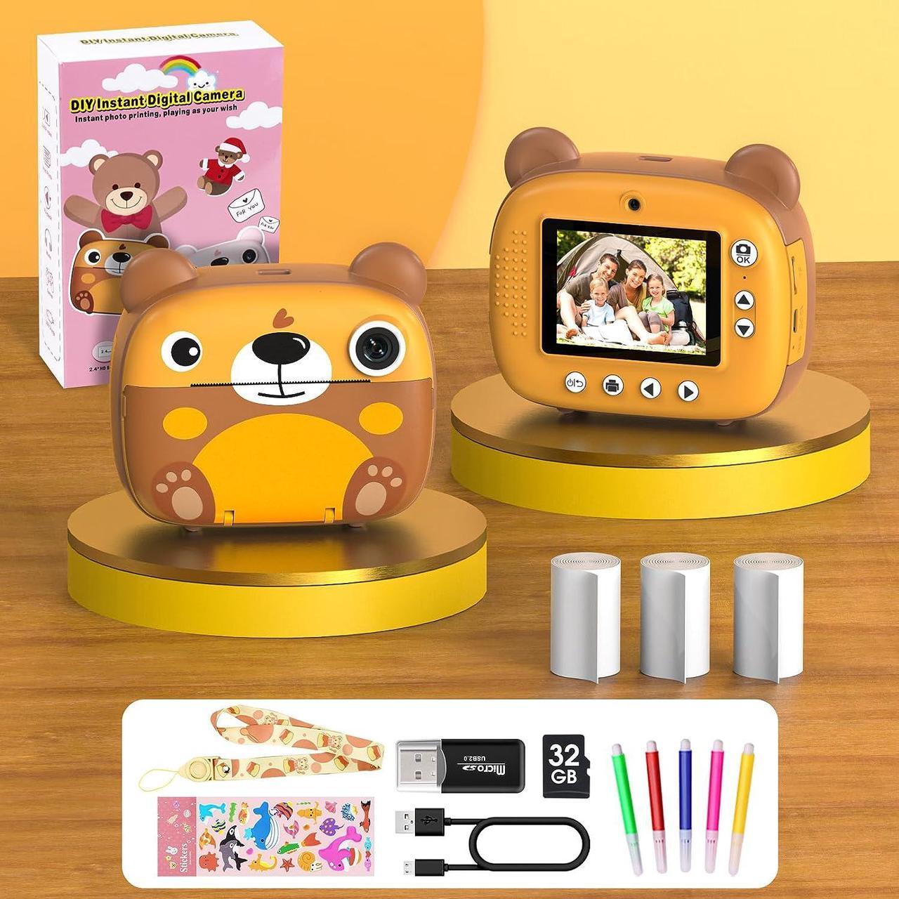 Alt view image 7 of 7 - Kids Instant Camera for 3-12 Years Old Kids Toddlers Childrens Boys Girls Christmas Birthday Gifts 2.0 Inch Screen 12MP / 1080P HD Video Camera Baby Instant Print Digital Camera, Welcome to consult