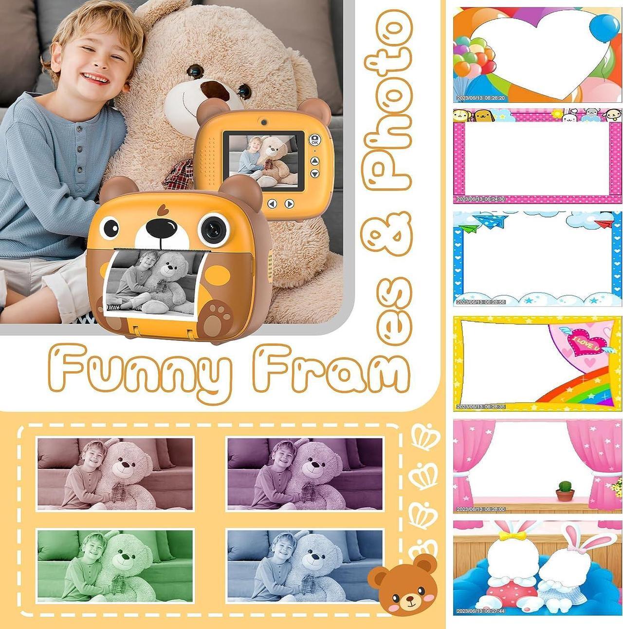 Alt view image 5 of 7 - Kids Instant Camera for 3-12 Years Old Kids Toddlers Childrens Boys Girls Christmas Birthday Gifts 2.0 Inch Screen 12MP / 1080P HD Video Camera Baby Instant Print Digital Camera, Welcome to consult