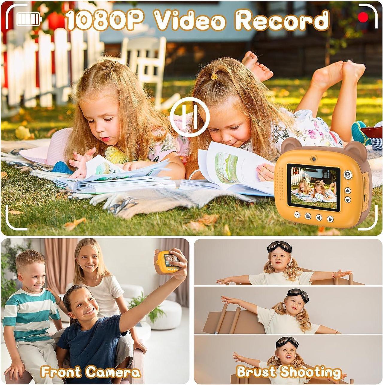 Alt view image 4 of 7 - Kids Instant Camera for 3-12 Years Old Kids Toddlers Childrens Boys Girls Christmas Birthday Gifts 2.0 Inch Screen 12MP / 1080P HD Video Camera Baby Instant Print Digital Camera, Welcome to consult