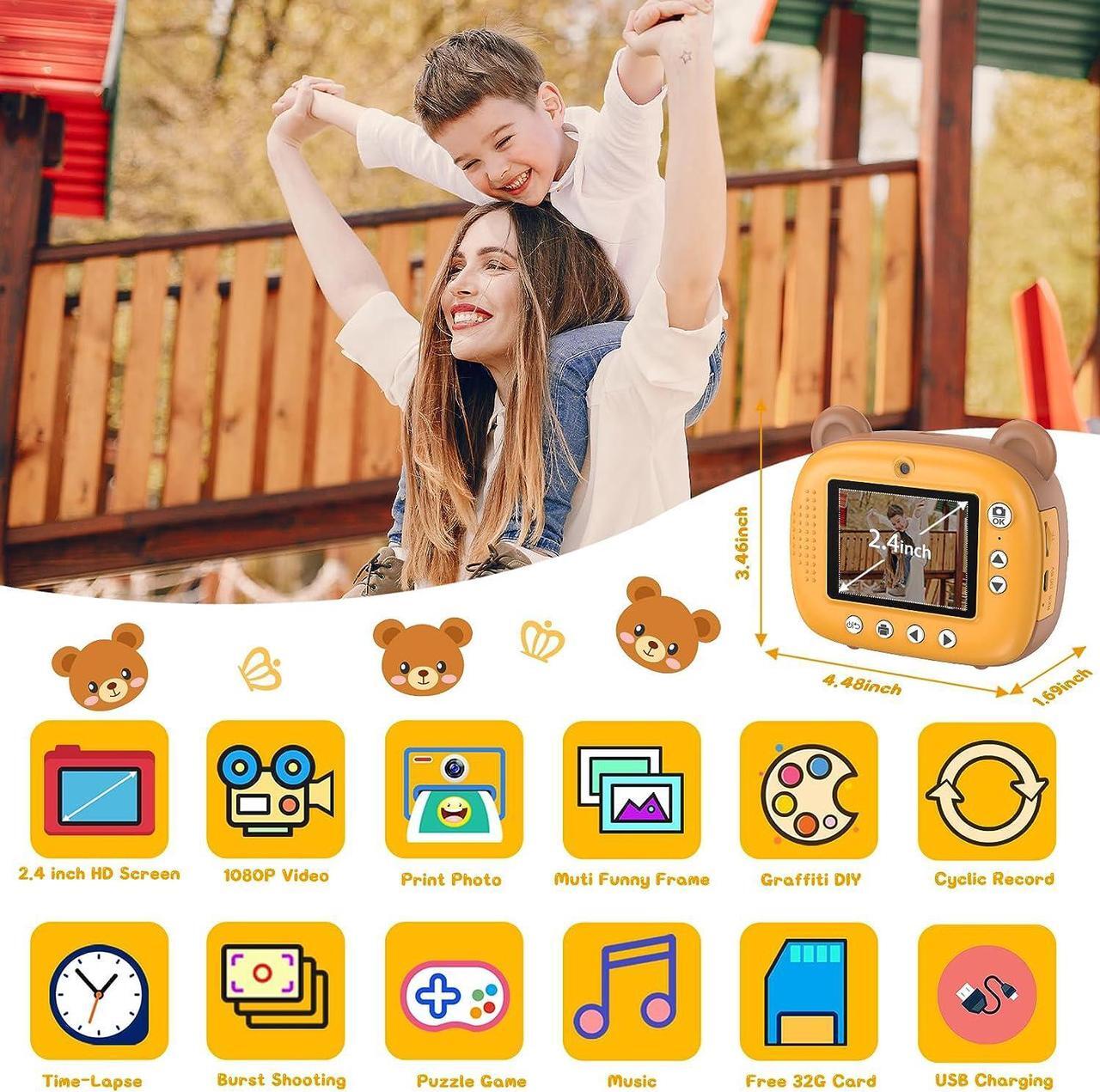 Alt view image 2 of 7 - Kids Instant Camera for 3-12 Years Old Kids Toddlers Childrens Boys Girls Christmas Birthday Gifts 2.0 Inch Screen 12MP / 1080P HD Video Camera Baby Instant Print Digital Camera, Welcome to consult