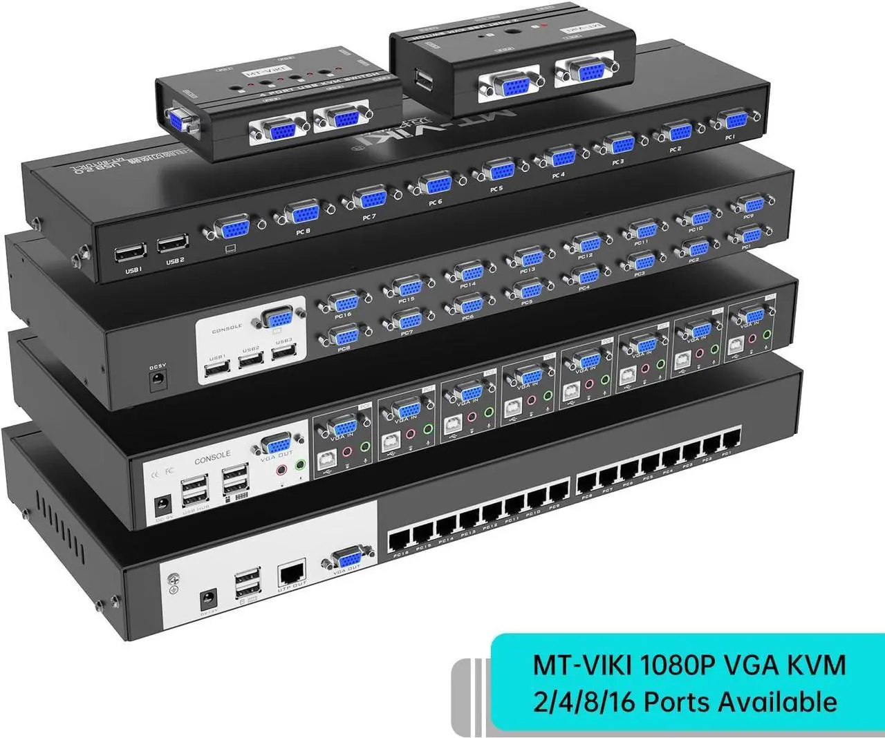 Alt view image 2 of 7 - MT-VIKI VGA KVM Switch, 2 Port USB VGA KVM Switch for 2 Computers Share 1 Monitor Keyboard Mouse Printer, 2 KVM Cables