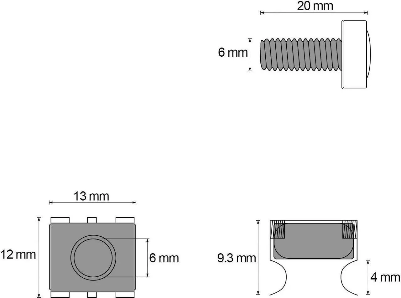 Alt view image 4 of 7 - Rack Mount Cage Nuts, Screws and Washers for Rack Mount Server Cabinet, Rack Mount Server Shelves, Routers, Silver (M6 x 20mm)