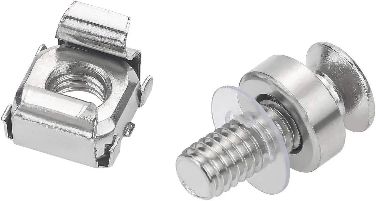 Alt view image 3 of 7 - Rack Mount Cage Nuts, Screws and Washers for Rack Mount Server Cabinet, Rack Mount Server Shelves, Routers, Silver (M6 x 20mm)
