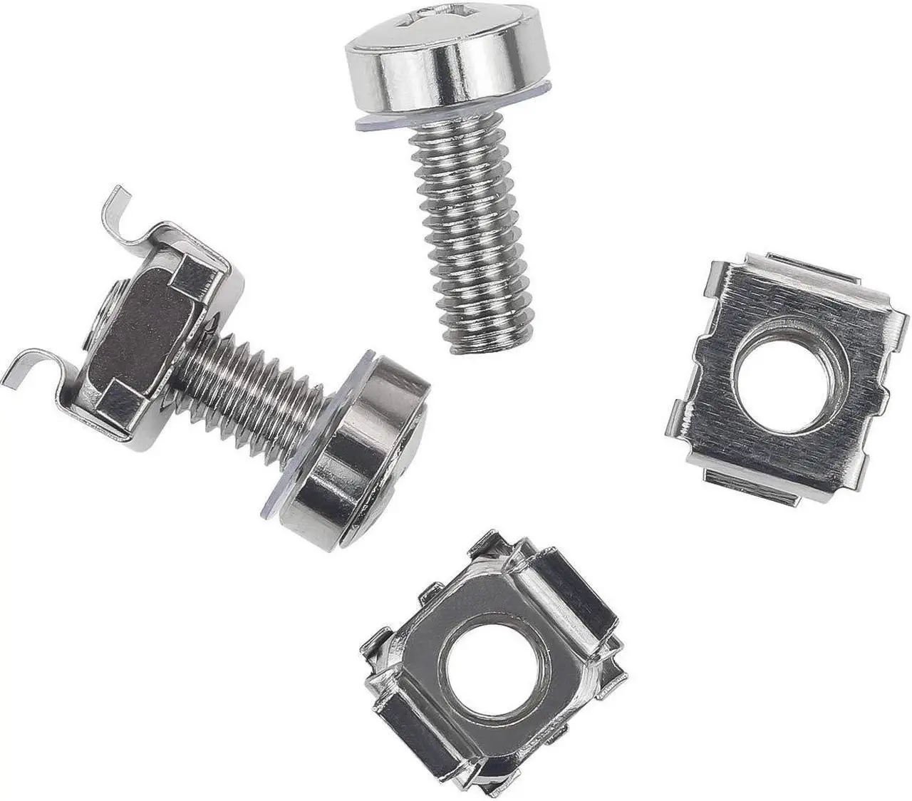 Alt view image 7 of 7 - Rack Mount Cage Nuts, Screws and Washers for Rack Mount Server Cabinet, Rack Mount Server Shelves, Routers, Silver (M6 x 20mm)