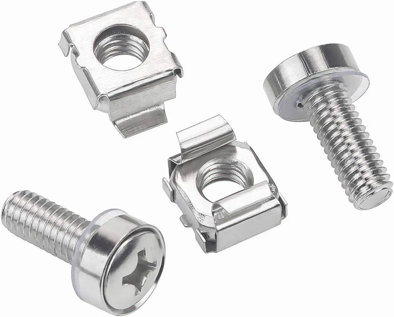 Alt view image 6 of 7 - Rack Mount Cage Nuts, Screws and Washers for Rack Mount Server Cabinet, Rack Mount Server Shelves, Routers, Silver (M6 x 20mm)