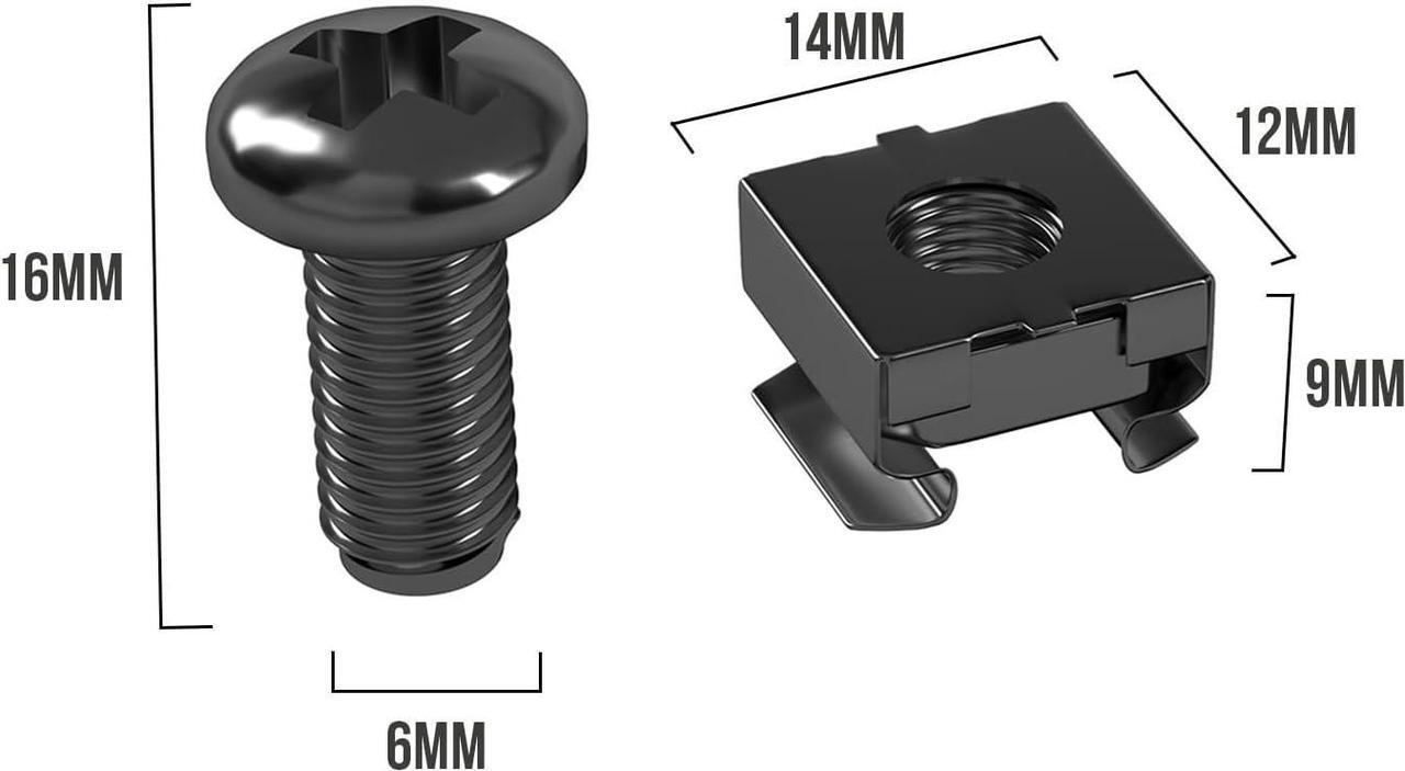 Alt view image 6 of 7 - LMS Data M6 Cage Nuts and Screws - Panel Rack Mount Equipment for Rack Mount Server 19x10 inch Cabinet, Patch Panel, Server Shelves Fixing and Installation - Black 50-Pack Rack Screws and Cage Nuts