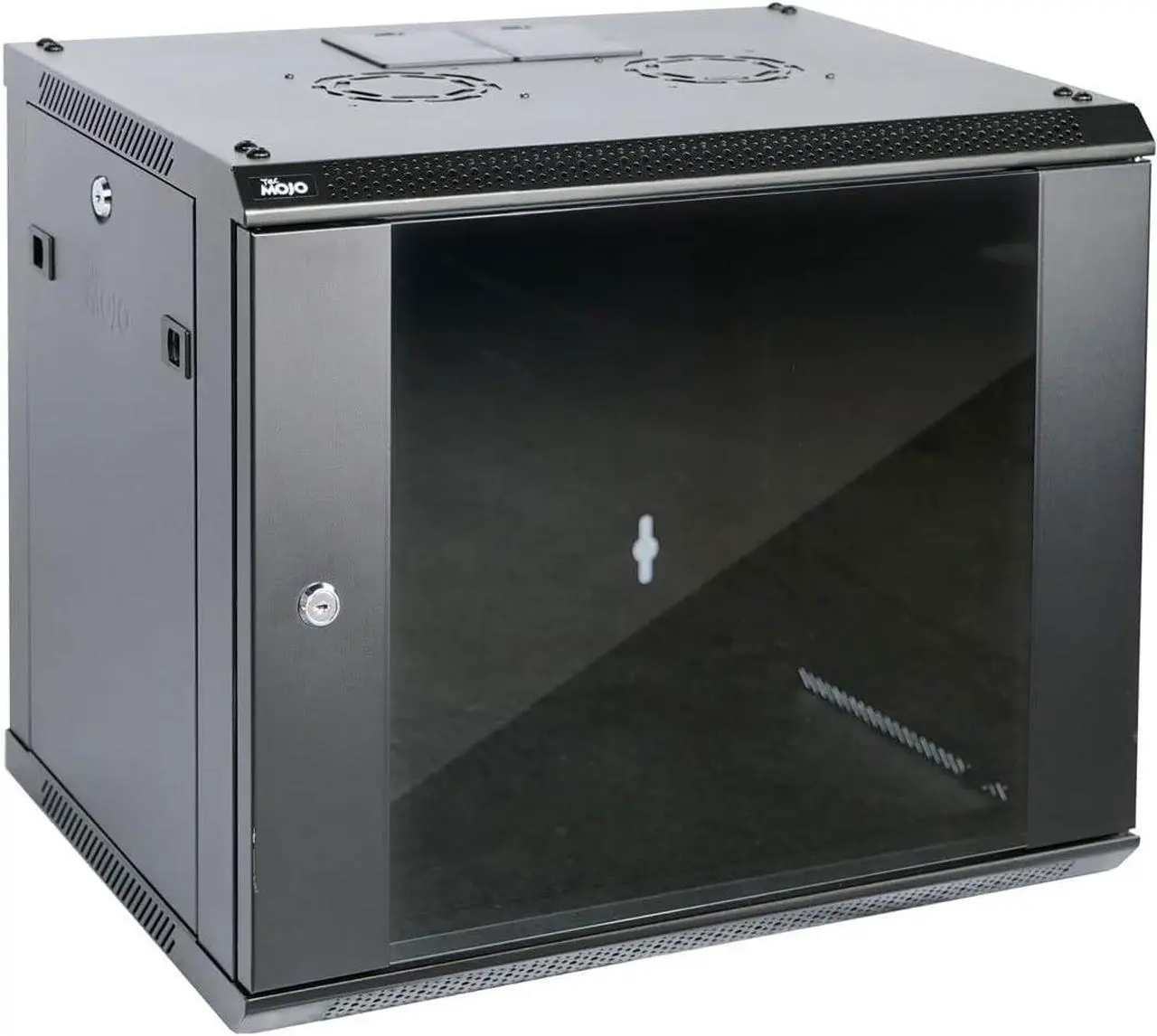 Main image of TECMOJO Wall Mount Server Cabinet IT Network Rack Enclosure Lockable Door and Side Panels Black (Black, Standard 9U/Glass Door), Welcome to consult
