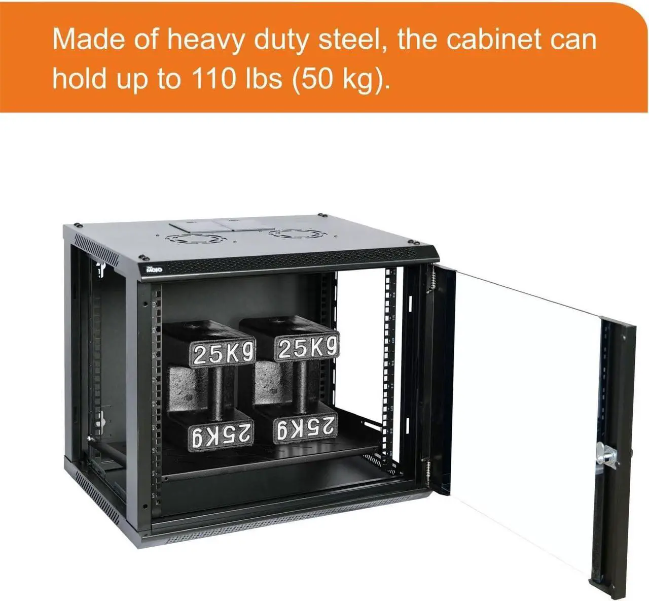 Alt view image 3 of 6 - TECMOJO Wall Mount Server Cabinet IT Network Rack Enclosure Lockable Door and Side Panels Black (Black, Standard 9U/Glass Door), Welcome to consult