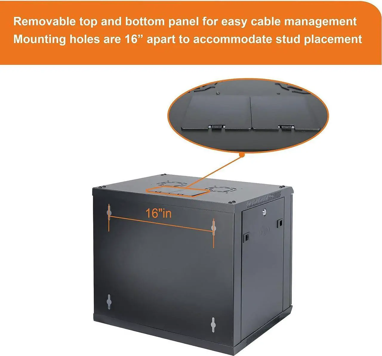 Alt view image 5 of 6 - TECMOJO Wall Mount Server Cabinet IT Network Rack Enclosure Lockable Door and Side Panels Black (Black, Standard 9U/Glass Door), Welcome to consult