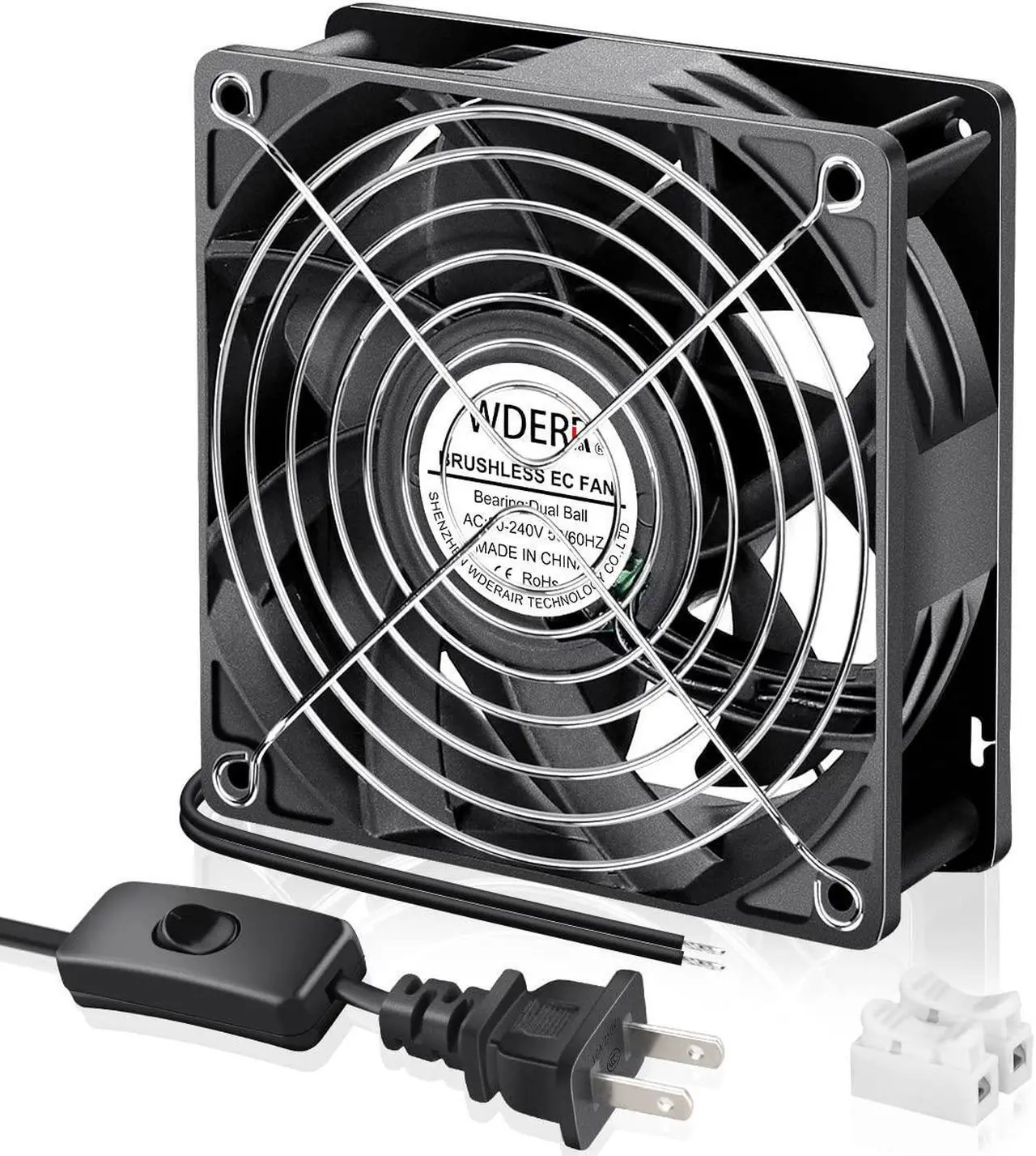 Main image of EC 120mm x 38mm Axial Fan AC 110v 120v 220v 240v Ball Bearing High Airflow for Server Rack Industrial Case Exhaust Cooling
