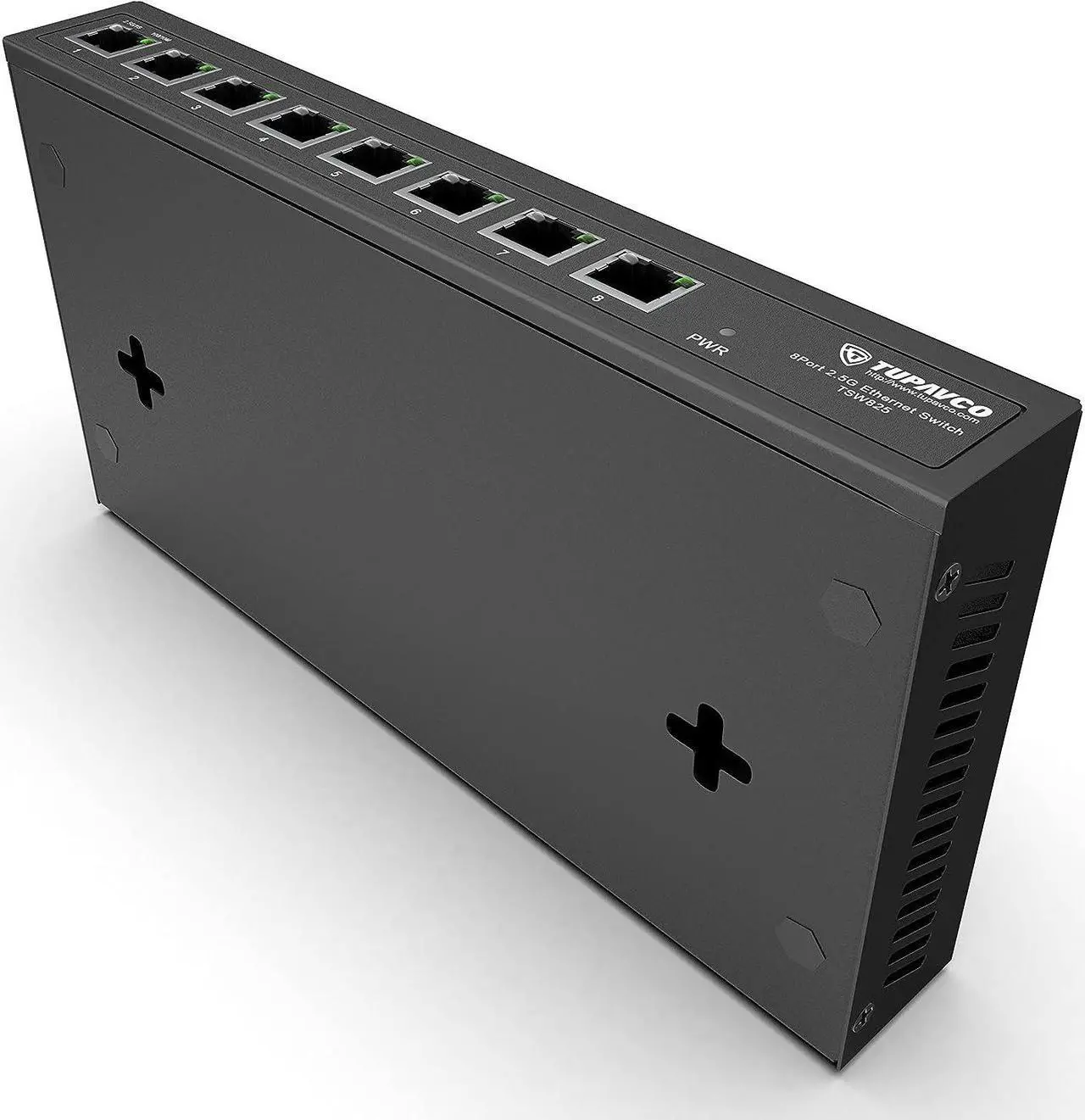 Alt view image 7 of 7 - 2.5GB Switch (8 Port) for Ethernet Network - High Speed 10M/100M/1G/2.5G Gigabit (802.3bz) - Unmanaged Plug & Play Fanless LAN Splitter - Metal Case - Wall Mountable - Tupavco TP1980