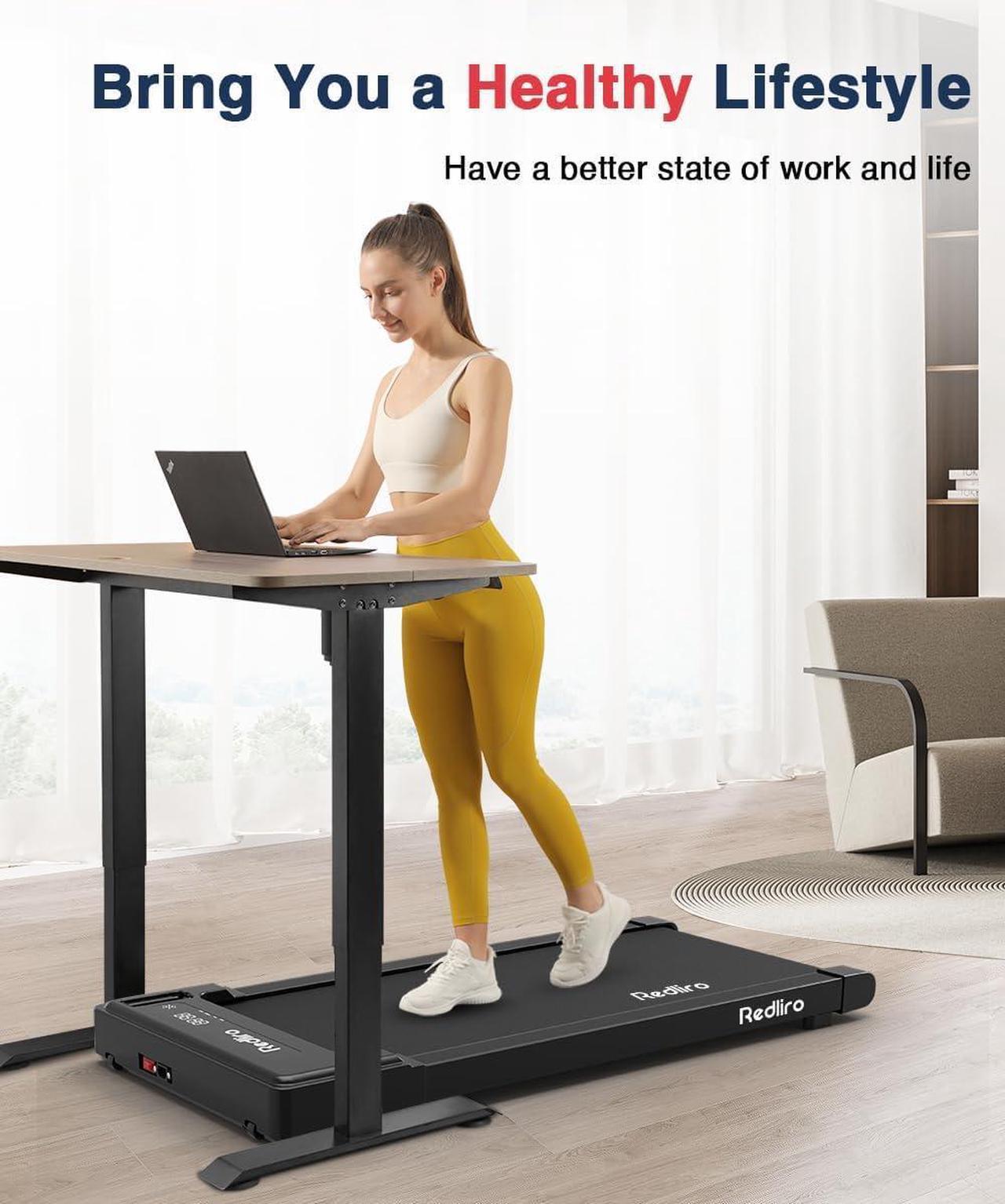 Alt view image 2 of 7 - Redliro Walking Pad Treadmill Under Desk, Portable Mini Treadmill with Remote Control, Bluetooth, 265lbs Max Weight, Installation-Free Jogging Machine for Home/Office