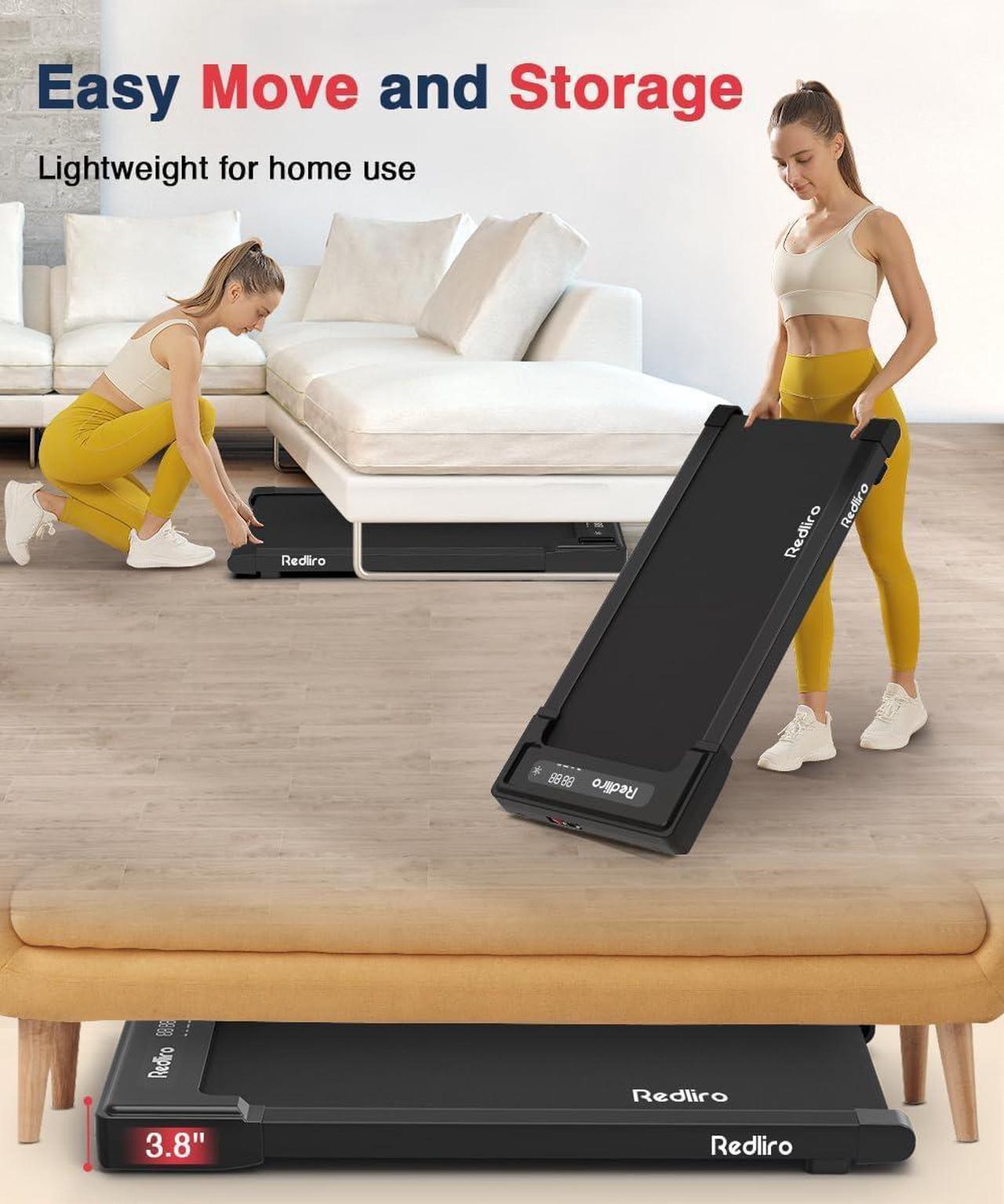 Alt view image 3 of 7 - Redliro Walking Pad Treadmill Under Desk, Portable Mini Treadmill with Remote Control, Bluetooth, 265lbs Max Weight, Installation-Free Jogging Machine for Home/Office