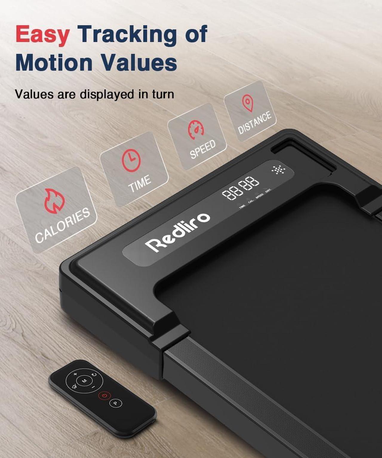 Alt view image 4 of 7 - Redliro Walking Pad Treadmill Under Desk, Portable Mini Treadmill with Remote Control, Bluetooth, 265lbs Max Weight, Installation-Free Jogging Machine for Home/Office
