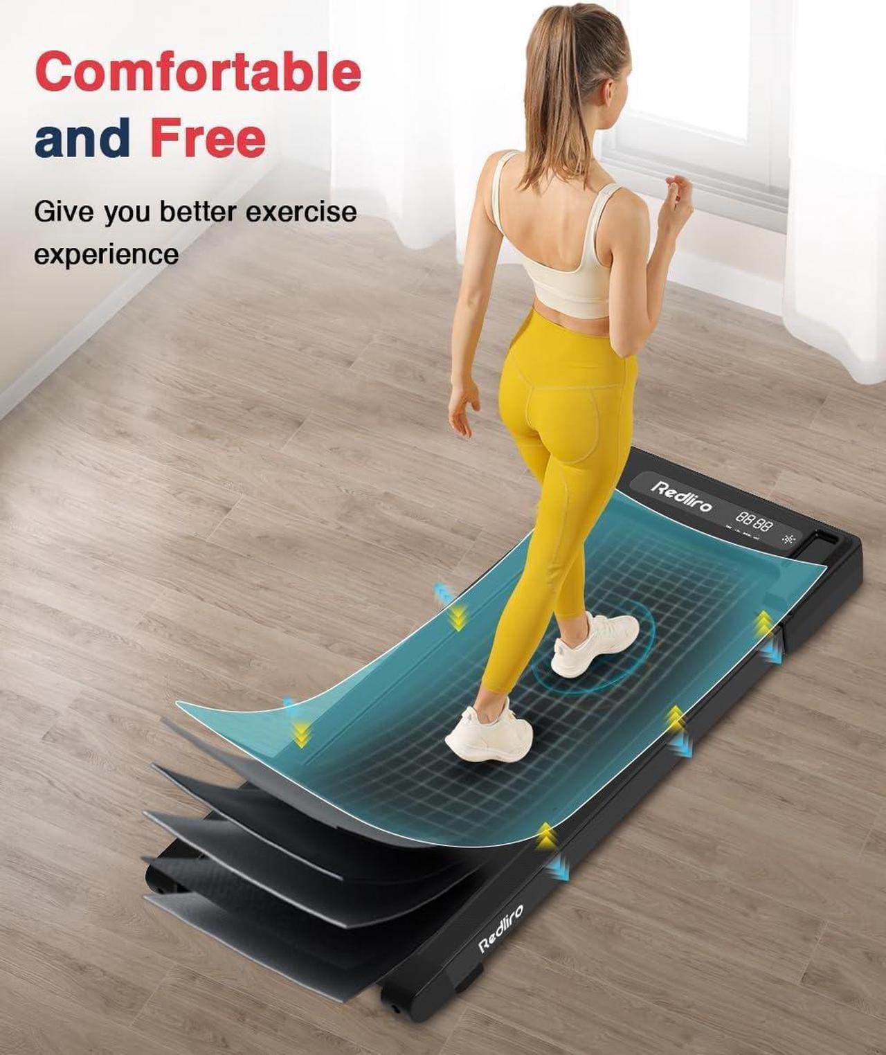 Alt view image 5 of 7 - Redliro Walking Pad Treadmill Under Desk, Portable Mini Treadmill with Remote Control, Bluetooth, 265lbs Max Weight, Installation-Free Jogging Machine for Home/Office