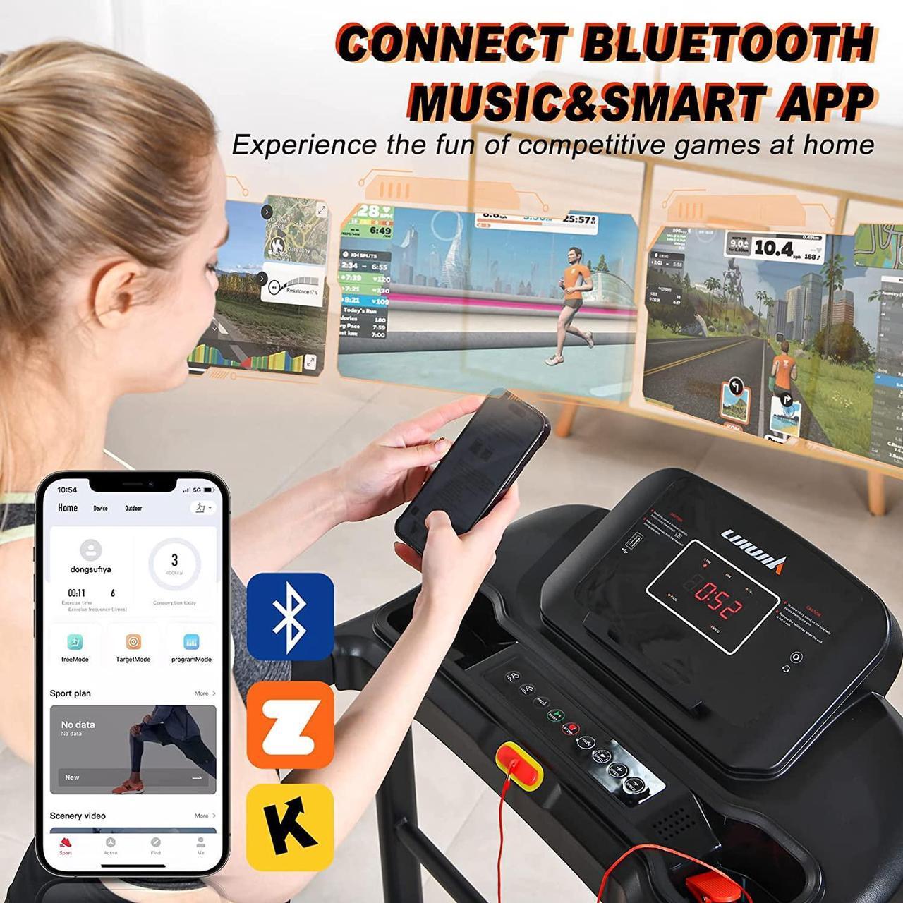 Alt view image 6 of 7 - LIJIUJIA Folding Treadmill, 2.5HP Portable Treadmill Mini with Manual Incline & 12 Preset PROG for Home Office Small Space, Walking Running Electric Treadmill with LED Display & APP & Cup Holder