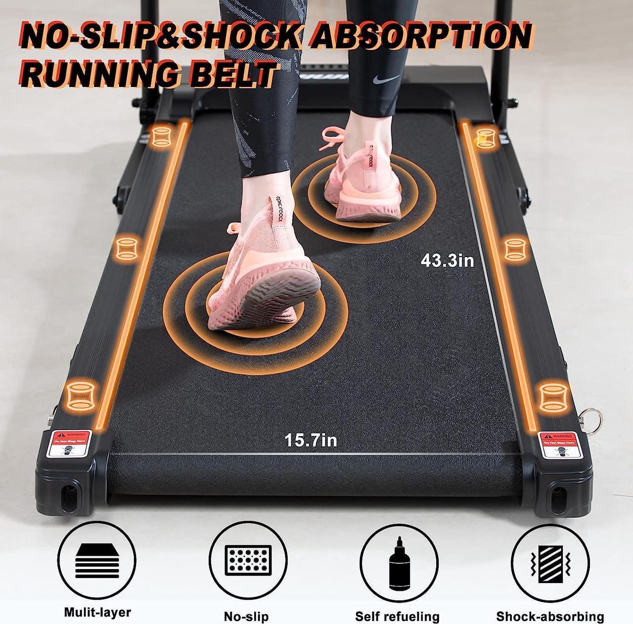 Alt view image 3 of 7 - LIJIUJIA Folding Treadmill, 2.5HP Portable Treadmill Mini with Manual Incline & 12 Preset PROG for Home Office Small Space, Walking Running Electric Treadmill with LED Display & APP & Cup Holder