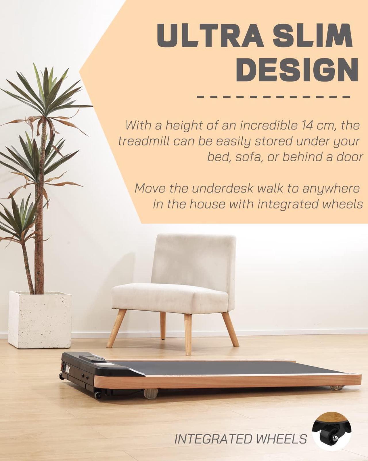 Alt view image 5 of 7 - Maksone Under Desk Treadmill, Expert of Wooden Walking Pad, Walking Jogging Machine with Remote Control, Installation-Free