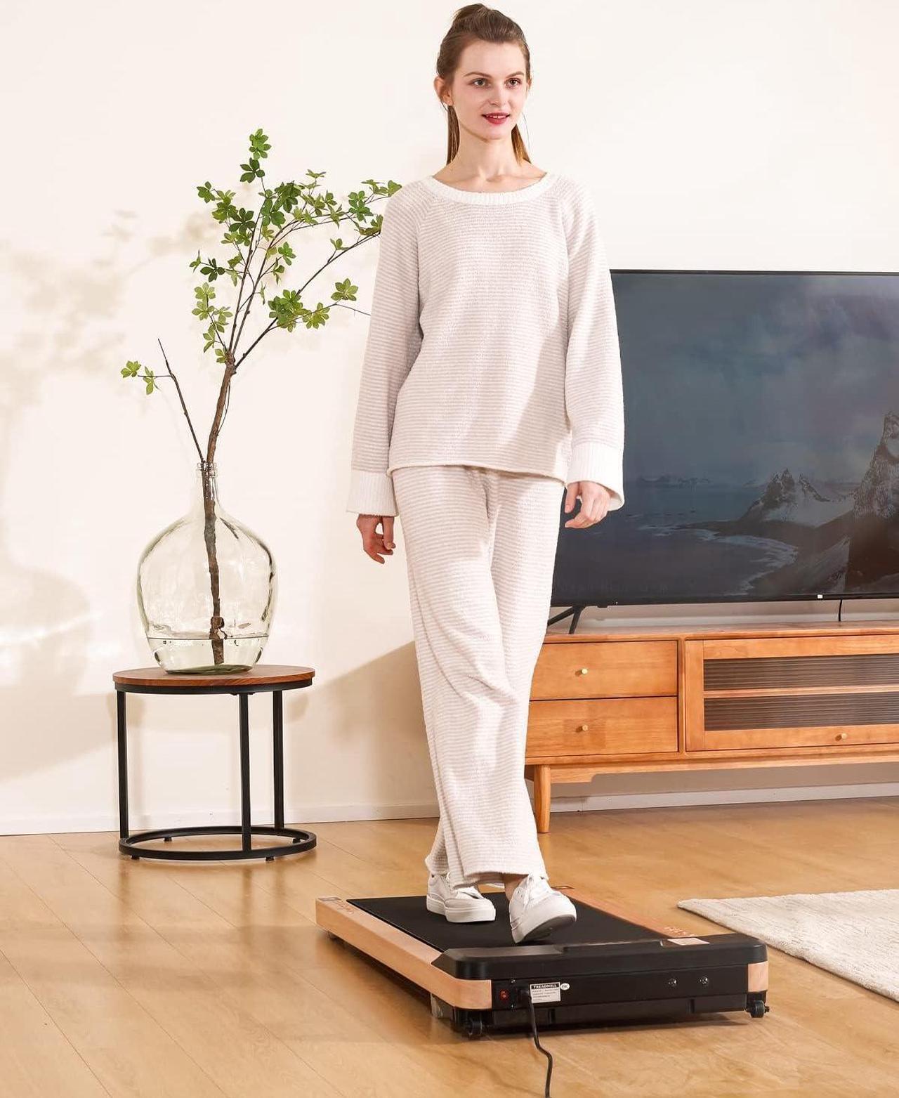 Alt view image 7 of 7 - Maksone Under Desk Treadmill, Expert of Wooden Walking Pad, Walking Jogging Machine with Remote Control, Installation-Free