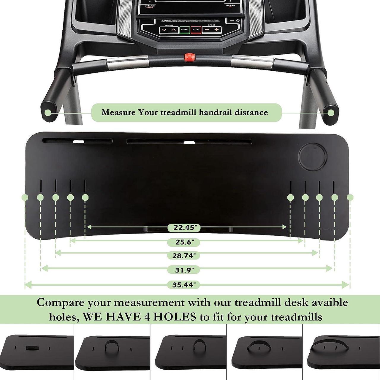 Alt view image 6 of 7 - Nnewvante Treadmill Desk Attachment,Treadmill Laptop Holder for Tablets Laptops,Bamboo Laptop Stand for Treadmill Workstation Handrail up to 35.5", Black