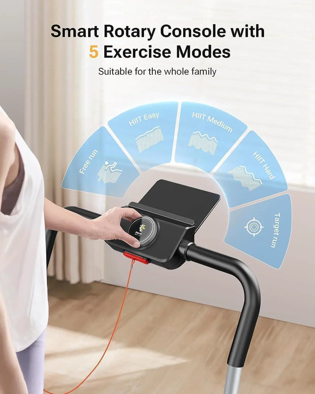 Alt view image 2 of 7 - UREVO Under Desk Treadmill, Walking Pad, 0.6-7.6 Mph 2 in 1 Folding Treadmill with Smart Rotary Console,Including 3 HIIT Modes, 2.5 HP Treadmills for Home Office