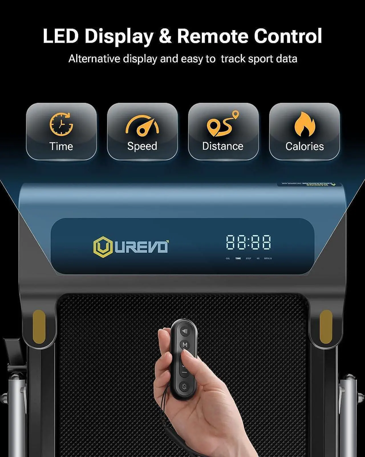 Alt view image 6 of 7 - UREVO Under Desk Treadmill, Walking Pad, 0.6-7.6 Mph 2 in 1 Folding Treadmill with Smart Rotary Console,Including 3 HIIT Modes, 2.5 HP Treadmills for Home Office