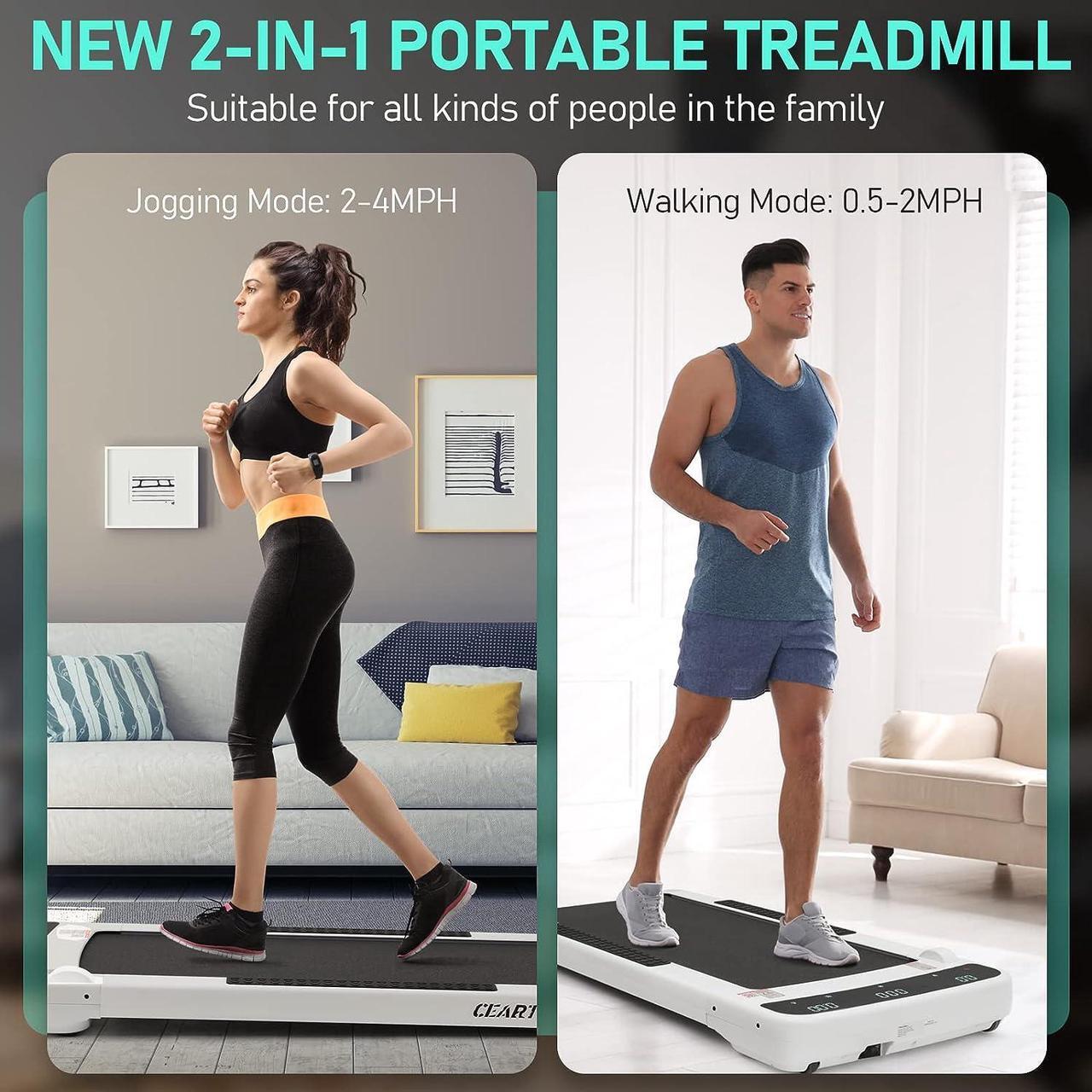 Alt view image 3 of 7 - Treadmill 300 lb Capacity, Under Desk Treadmill with App, Walking Pad Treadmill, Electric Treadmill, Installation-Free Treadmills for Home, 12 Preset Programs Running Machine for Home (White)