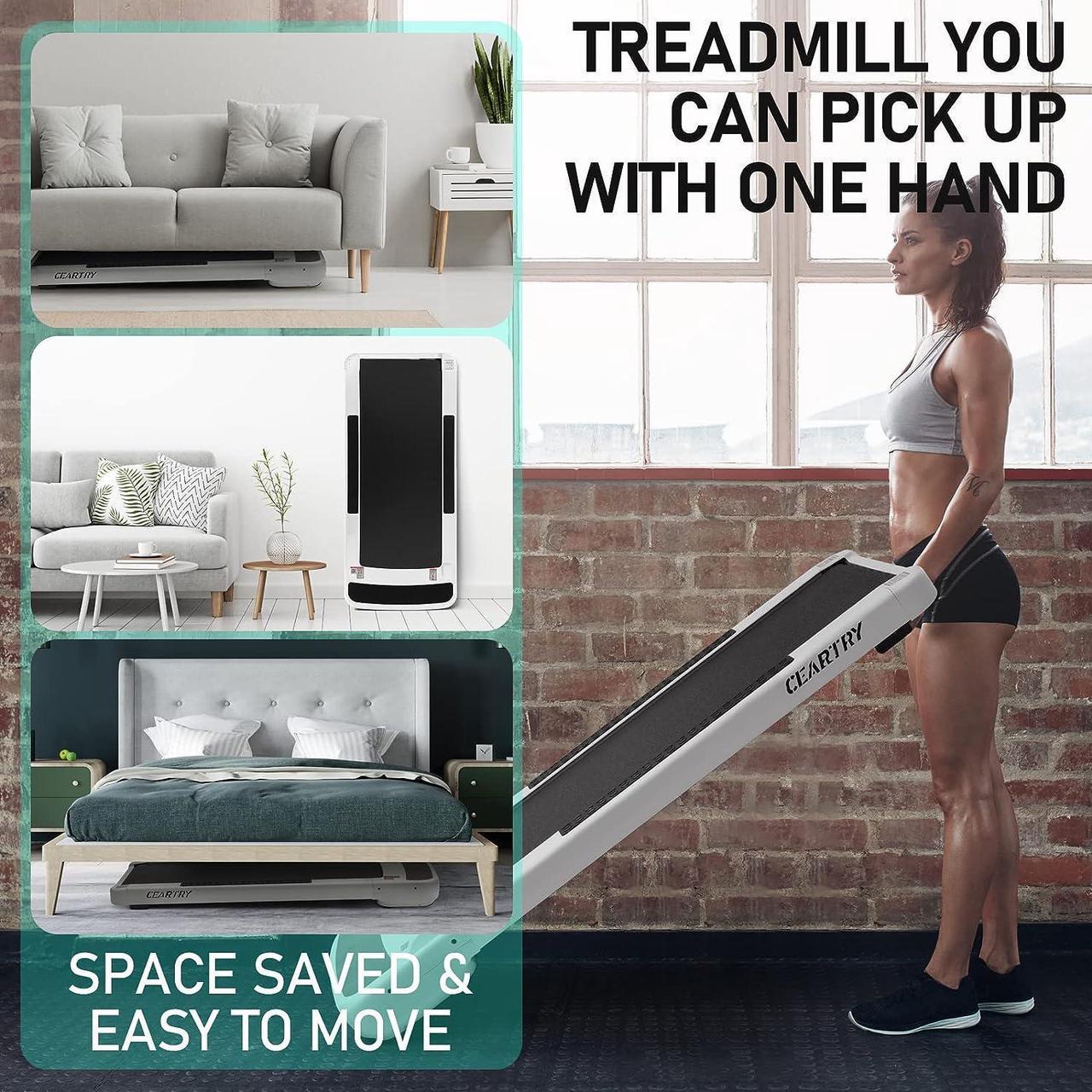 Alt view image 5 of 7 - Treadmill 300 lb Capacity, Under Desk Treadmill with App, Walking Pad Treadmill, Electric Treadmill, Installation-Free Treadmills for Home, 12 Preset Programs Running Machine for Home (White)
