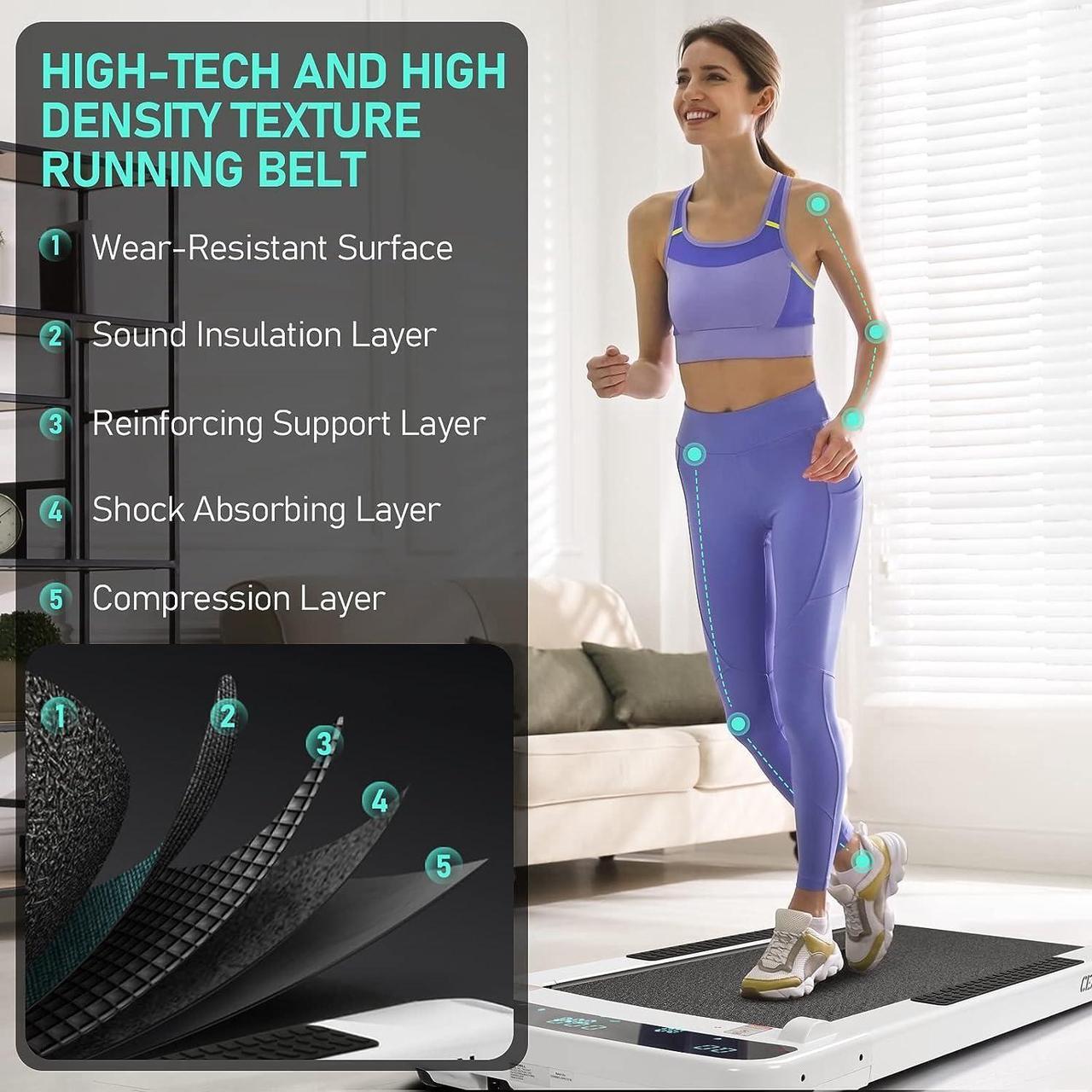 Alt view image 7 of 7 - Treadmill 300 lb Capacity, Under Desk Treadmill with App, Walking Pad Treadmill, Electric Treadmill, Installation-Free Treadmills for Home, 12 Preset Programs Running Machine for Home (White)