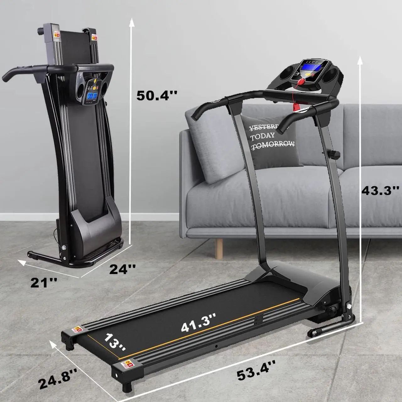 Alt view image 6 of 6 - FYC Foldable Treadmills for Home, Compact Treadmill for Small Spaces, Electric Folding Lightweight Running Machine Fitness Walking Jogging Exercise for Home Office Apartment